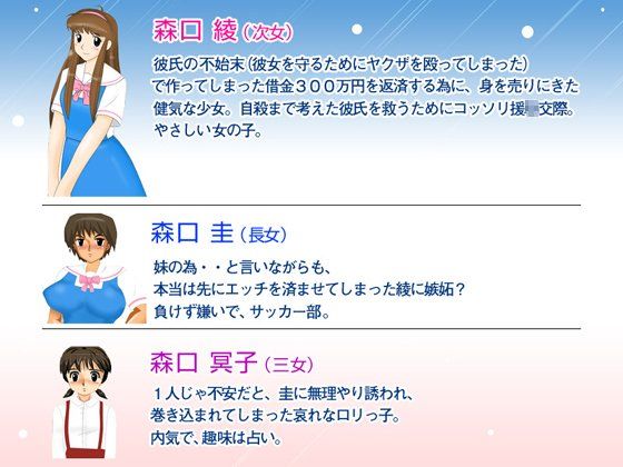 投稿！ 三姉妹援○！ サンプル1ページ目