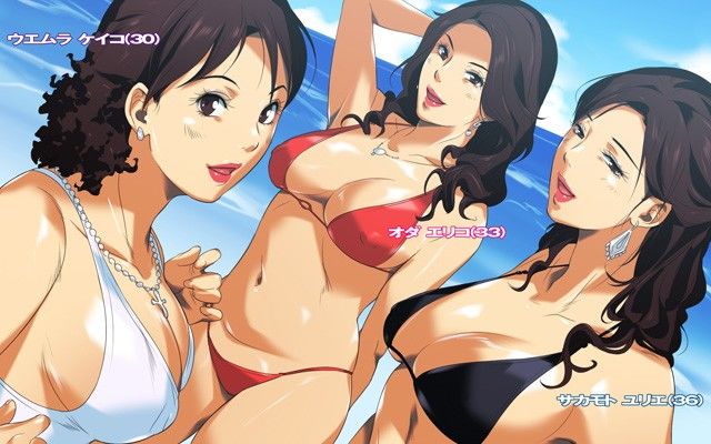 ヒワイモウソウ〜ビーチでビッチなママさんズ〜 サンプル1ページ目