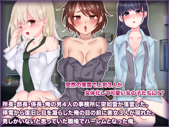 男しかいない職場を女体化させてハーレム乱交状態 サンプル1ページ目