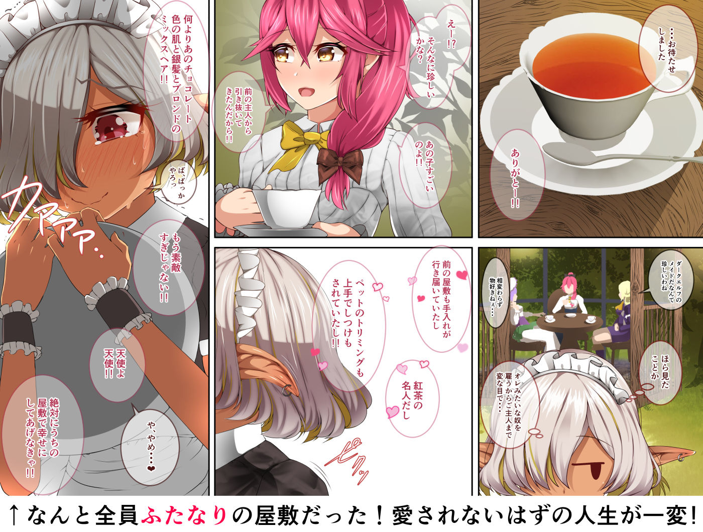 不良ふたなりダークエルフメイドさんは本当は愛されたい サンプル2ページ目