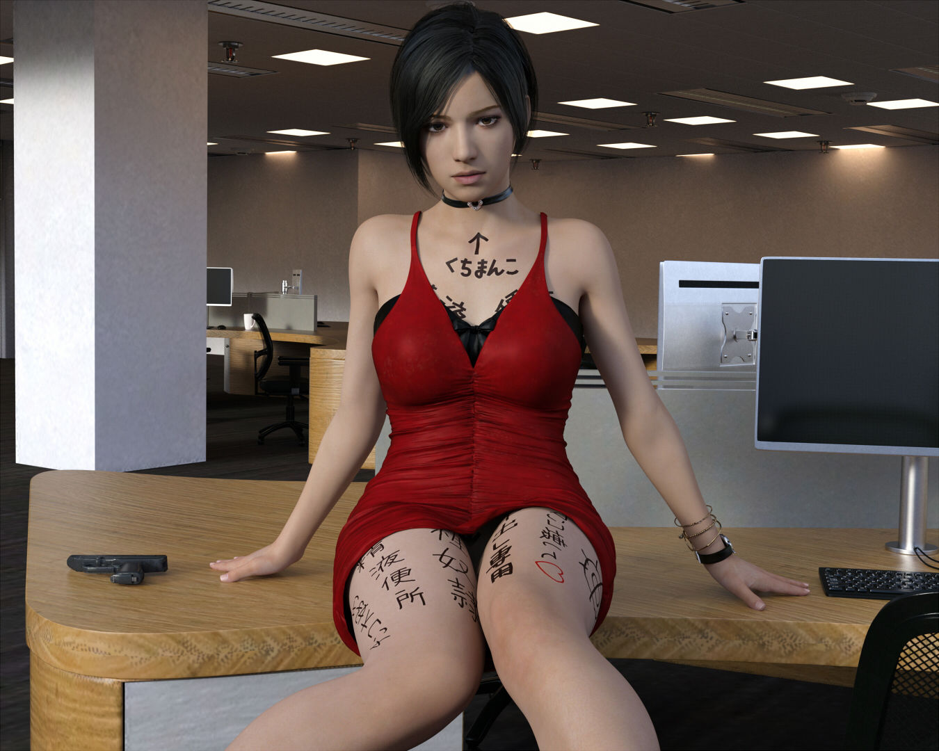 3DCG即ヌキ主観動画RE1-2 強気な彼女のメス顔 身体落書き版 サンプル1ページ目