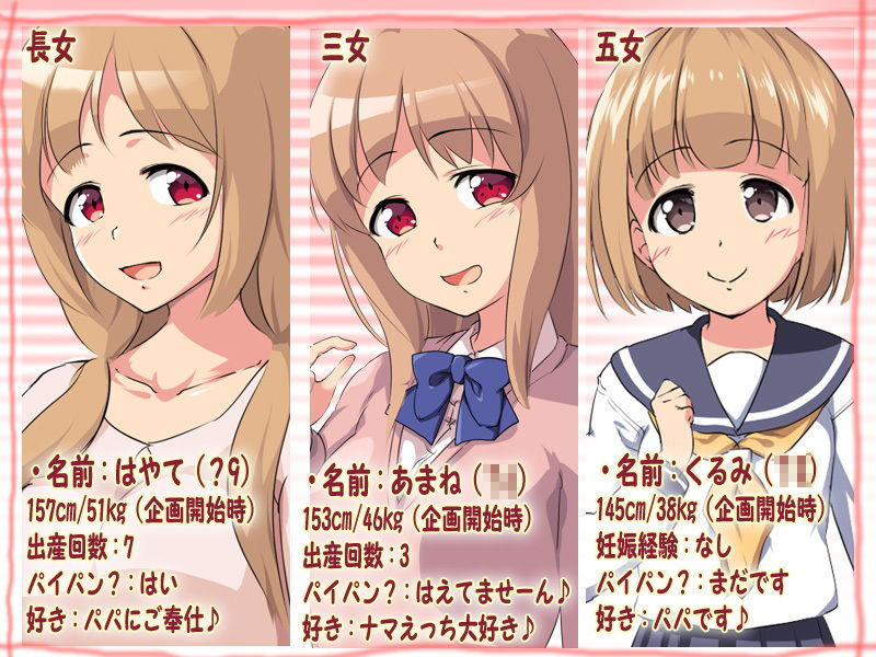 金持ち会員制裏サイトで3人の娘がパパと子作りするとこ見てて サンプル1ページ目