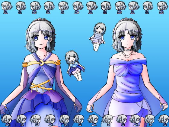 女神のようなアイドルっぽい女の子の立ち絵などイラスト素材 サンプル1ページ目