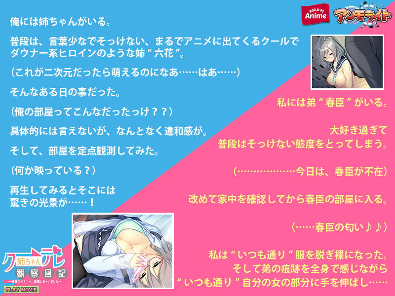 クーデレ姉ちゃん観察日記〜秘密のオナニー、盗撮しちゃいました〜PLAY MOVIE サンプル2ページ目