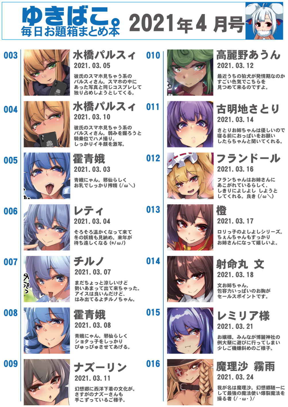 あまあまえっちな幻想郷〜ゆきばこ〜2021年4月号〜 サンプル2ページ目