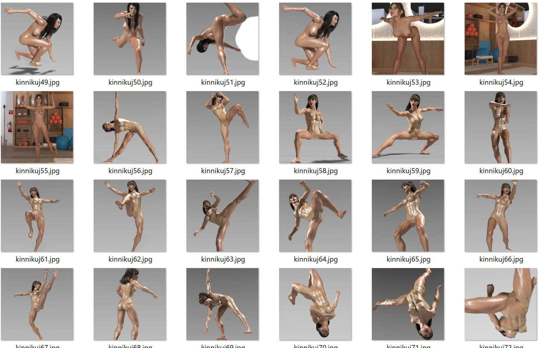 筋肉女子全裸アクション 画像と動画集 サンプル3ページ目