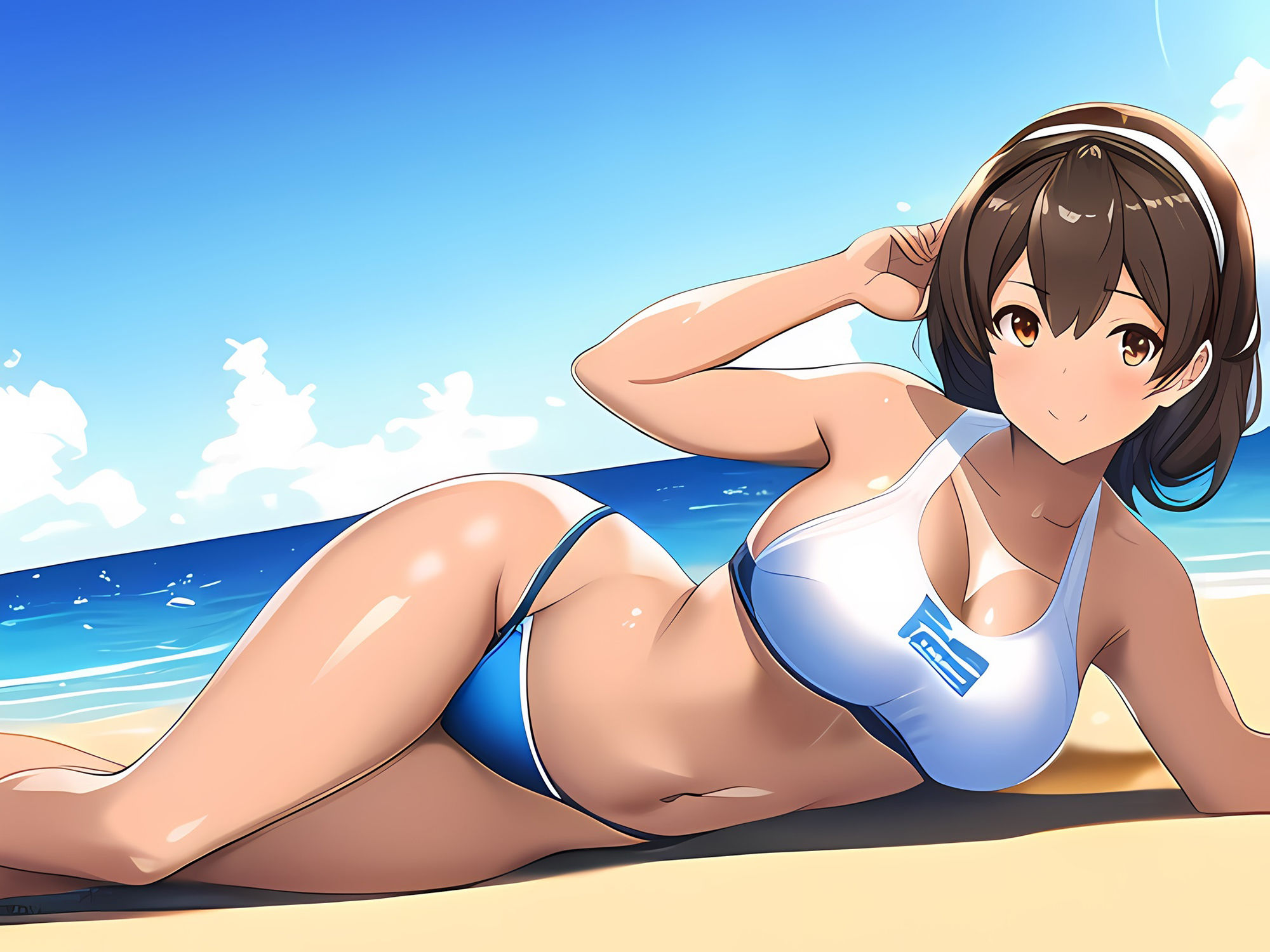 褐色スポーツ娘との海岸デートCG集 サンプル3ページ目