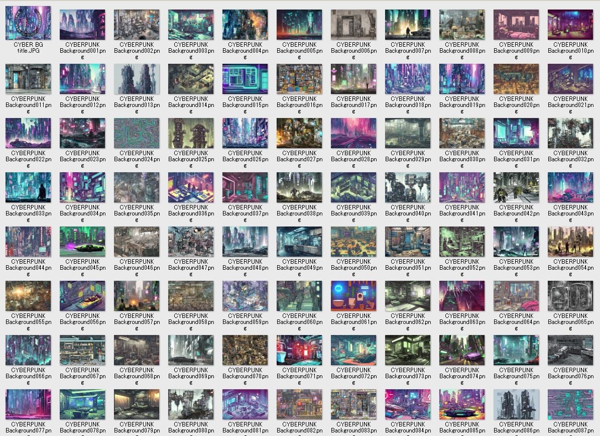 背景素材集「サイバーパンク」- 退廃的未来都市 - サンプル1ページ目