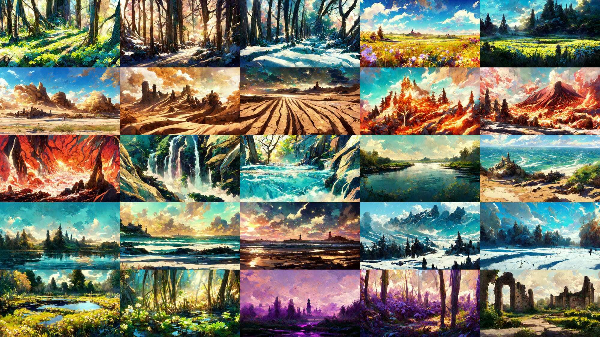 【ファンタジー系イラスト調】著作権フリーの高解像度背景（画像100枚） サンプル1ページ目