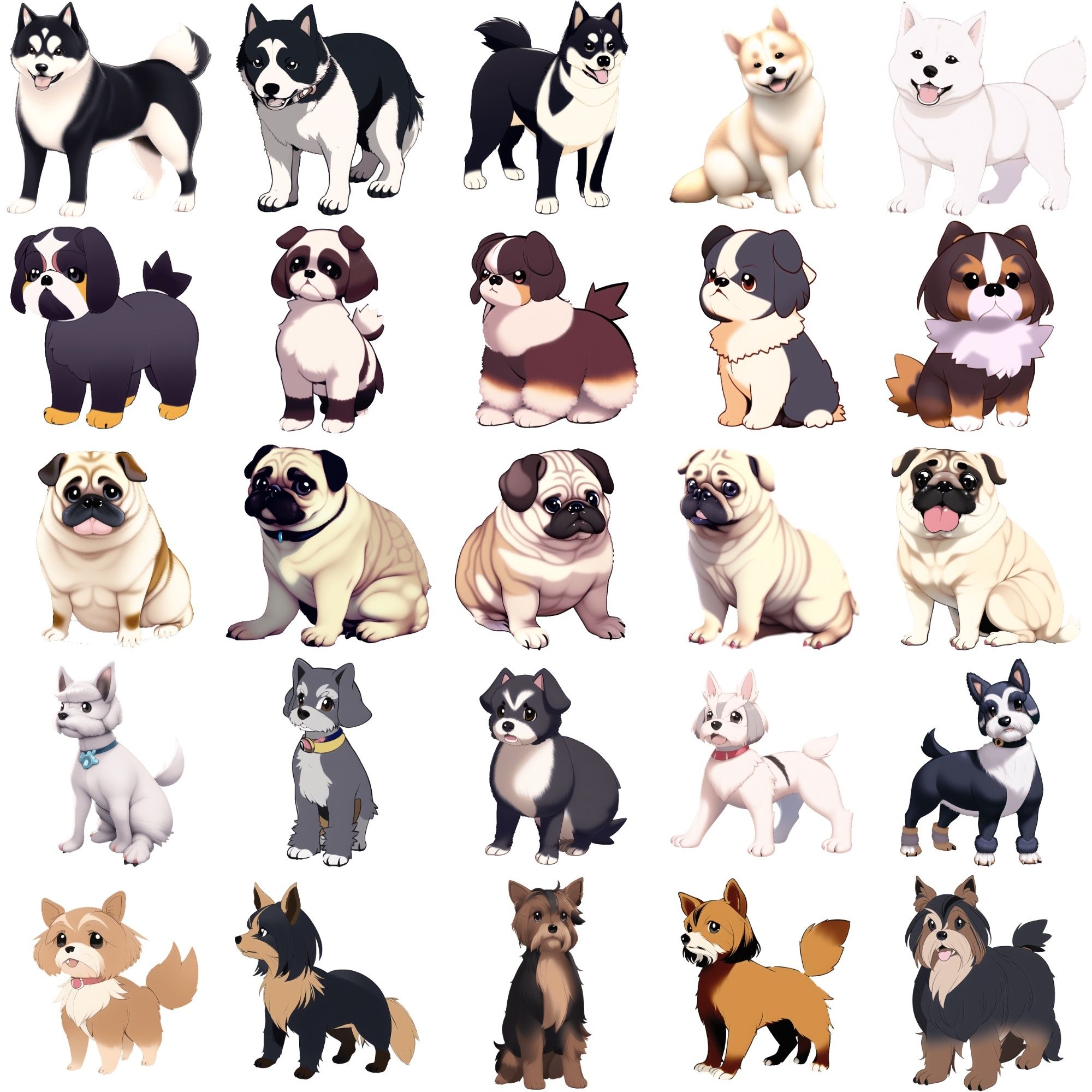 【犬20種類×5】著作権フリーの高解像度イラスト素材（画像100枚） サンプル2ページ目