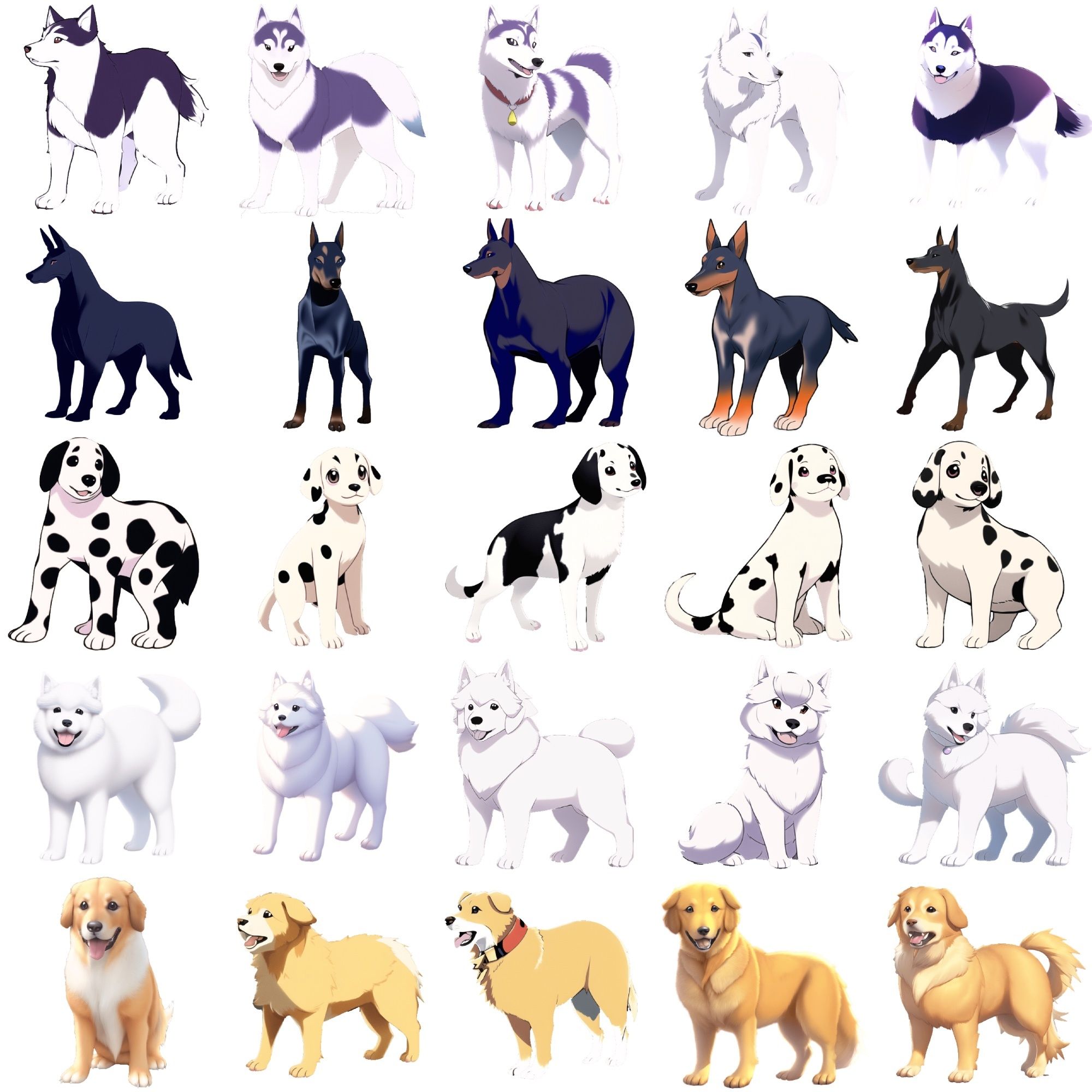 【犬20種類×5】著作権フリーの高解像度イラスト素材（画像100枚） サンプル3ページ目