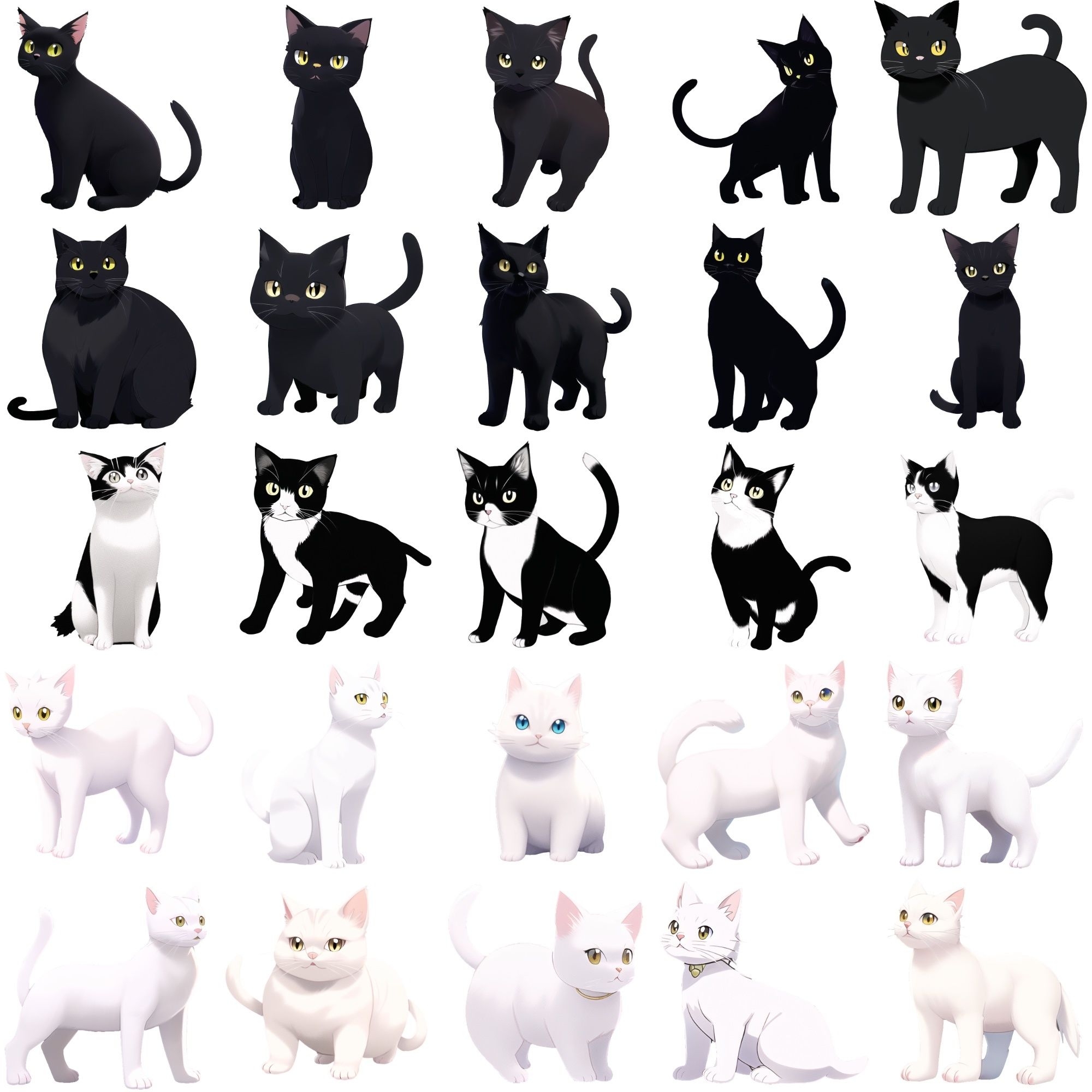 【猫10種類×10】著作権フリーの高解像度イラスト素材（画像100枚） サンプル1ページ目