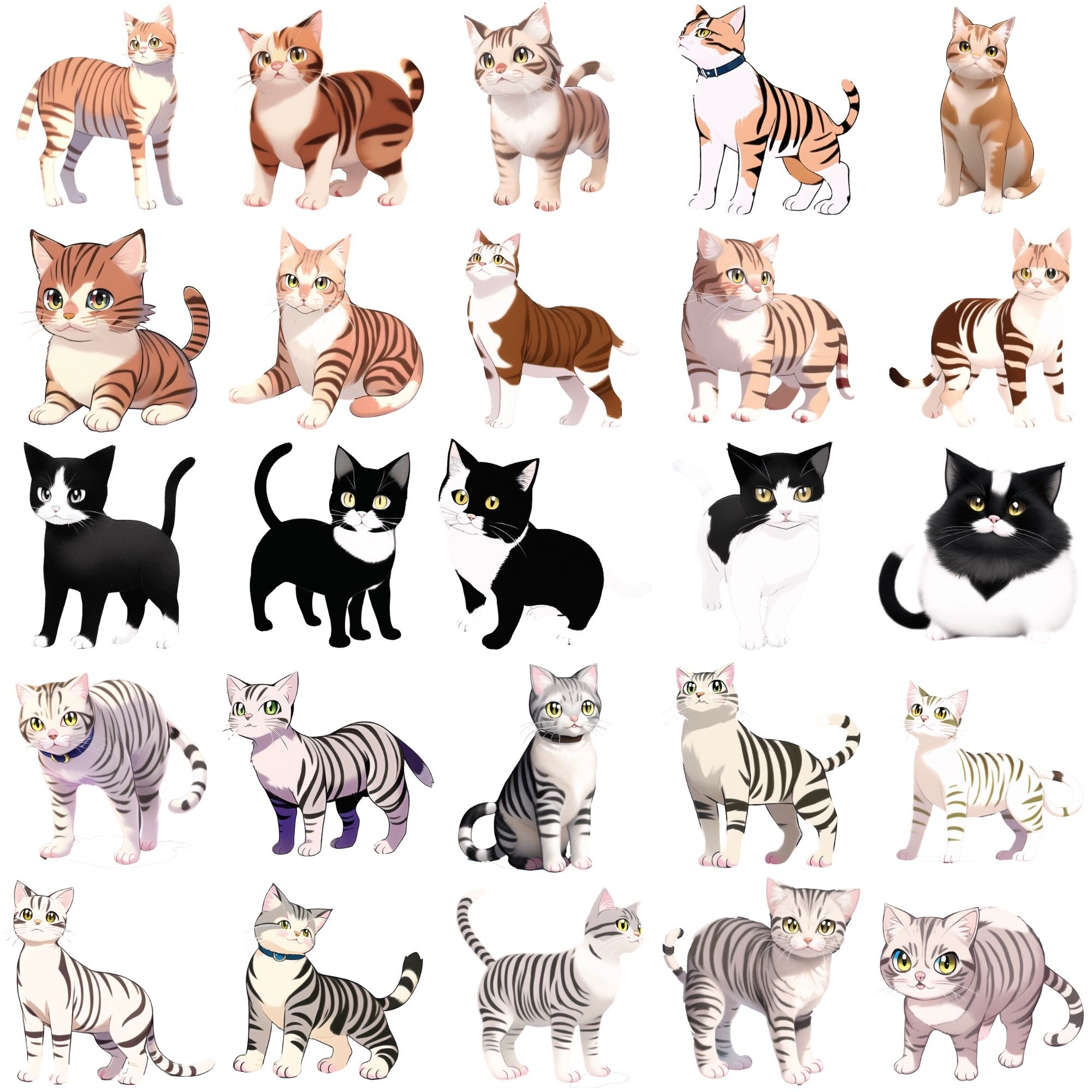 【猫10種類×10】著作権フリーの高解像度イラスト素材（画像100枚） サンプル2ページ目