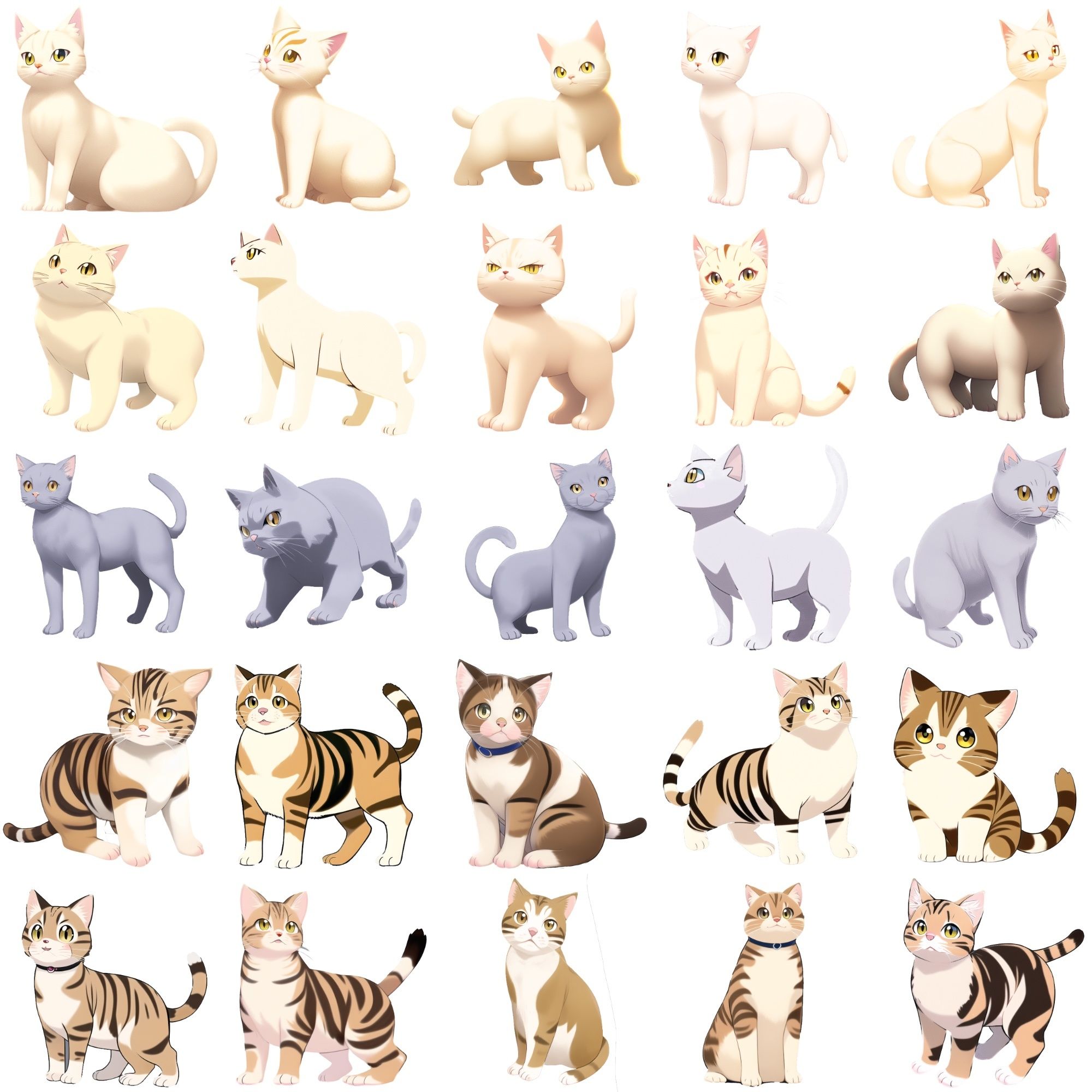 【猫10種類×10】著作権フリーの高解像度イラスト素材（画像100枚） サンプル3ページ目