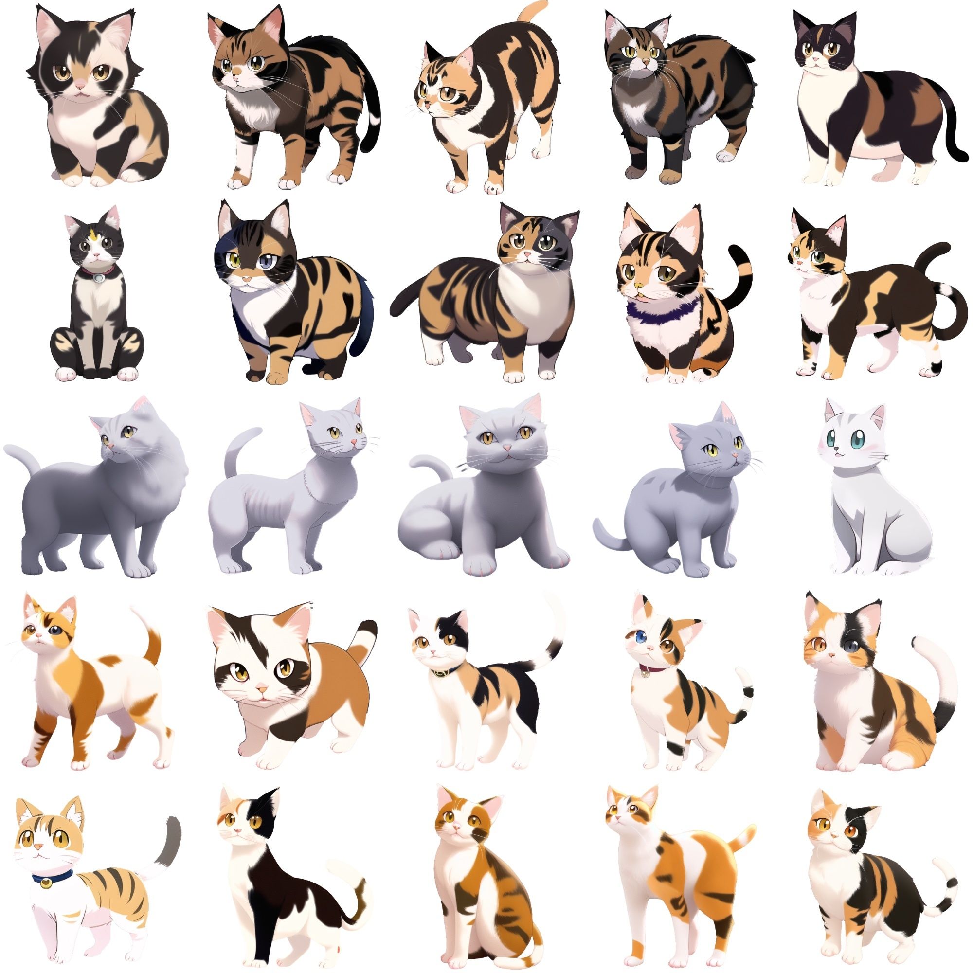 【猫10種類×10】著作権フリーの高解像度イラスト素材（画像100枚） サンプル4ページ目
