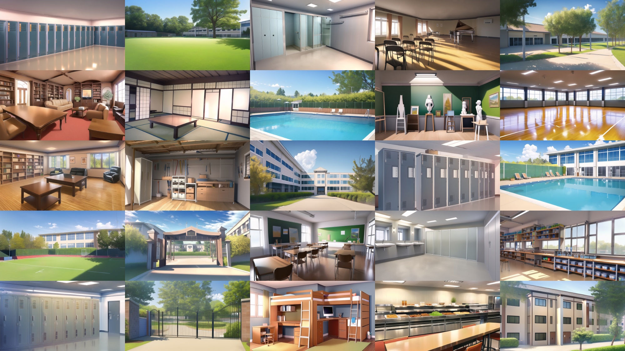 【アニメ調の学校や学園系背景】著作権フリーの高解像度画像（100枚） サンプル1ページ目