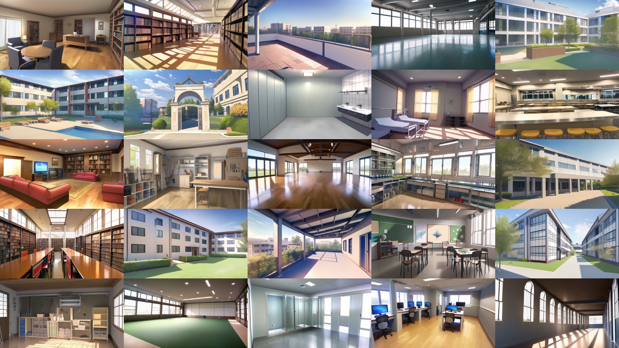 【アニメ調の学校や学園系背景】著作権フリーの高解像度画像（100枚） サンプル2ページ目