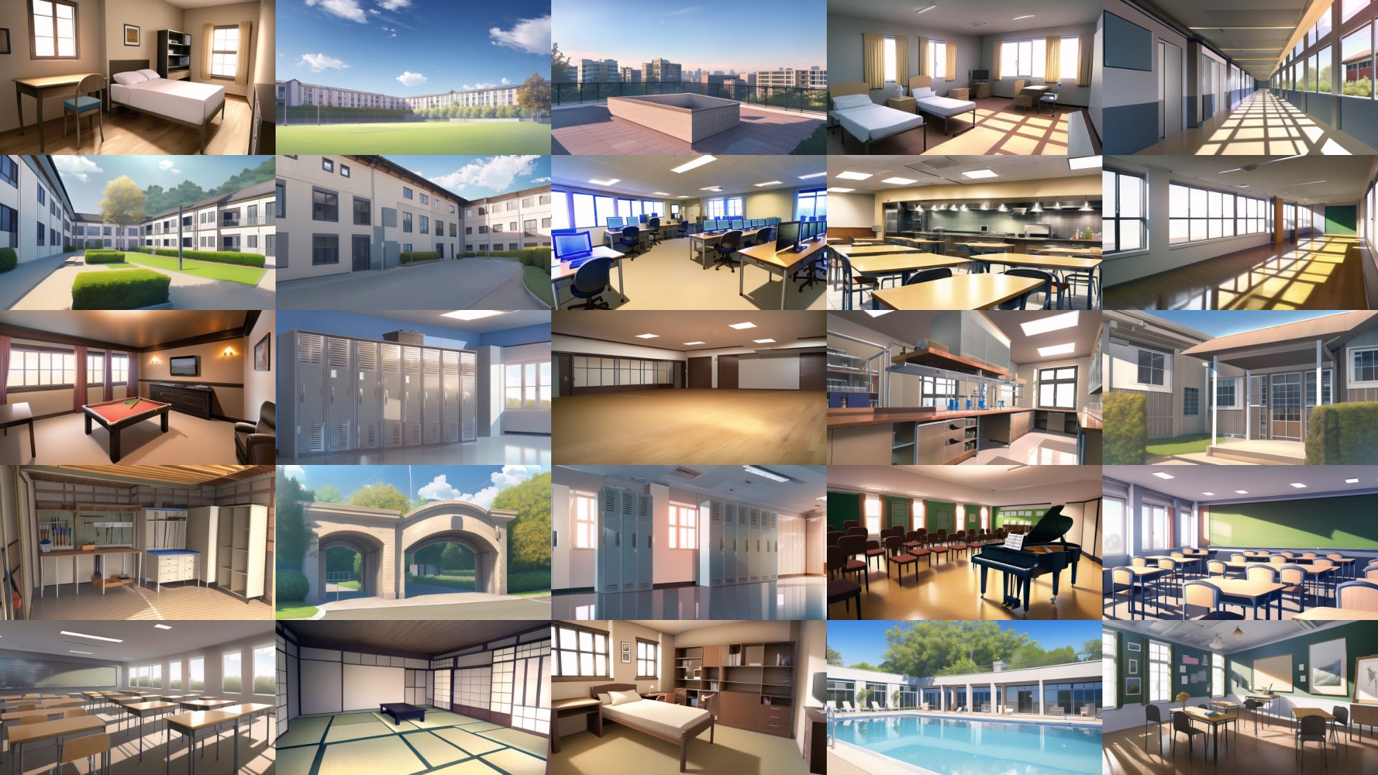 【アニメ調の学校や学園系背景】著作権フリーの高解像度画像（100枚） サンプル3ページ目