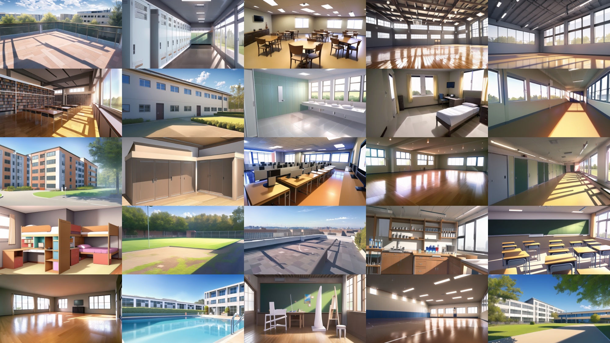【アニメ調の学校や学園系背景】著作権フリーの高解像度画像（100枚） サンプル4ページ目