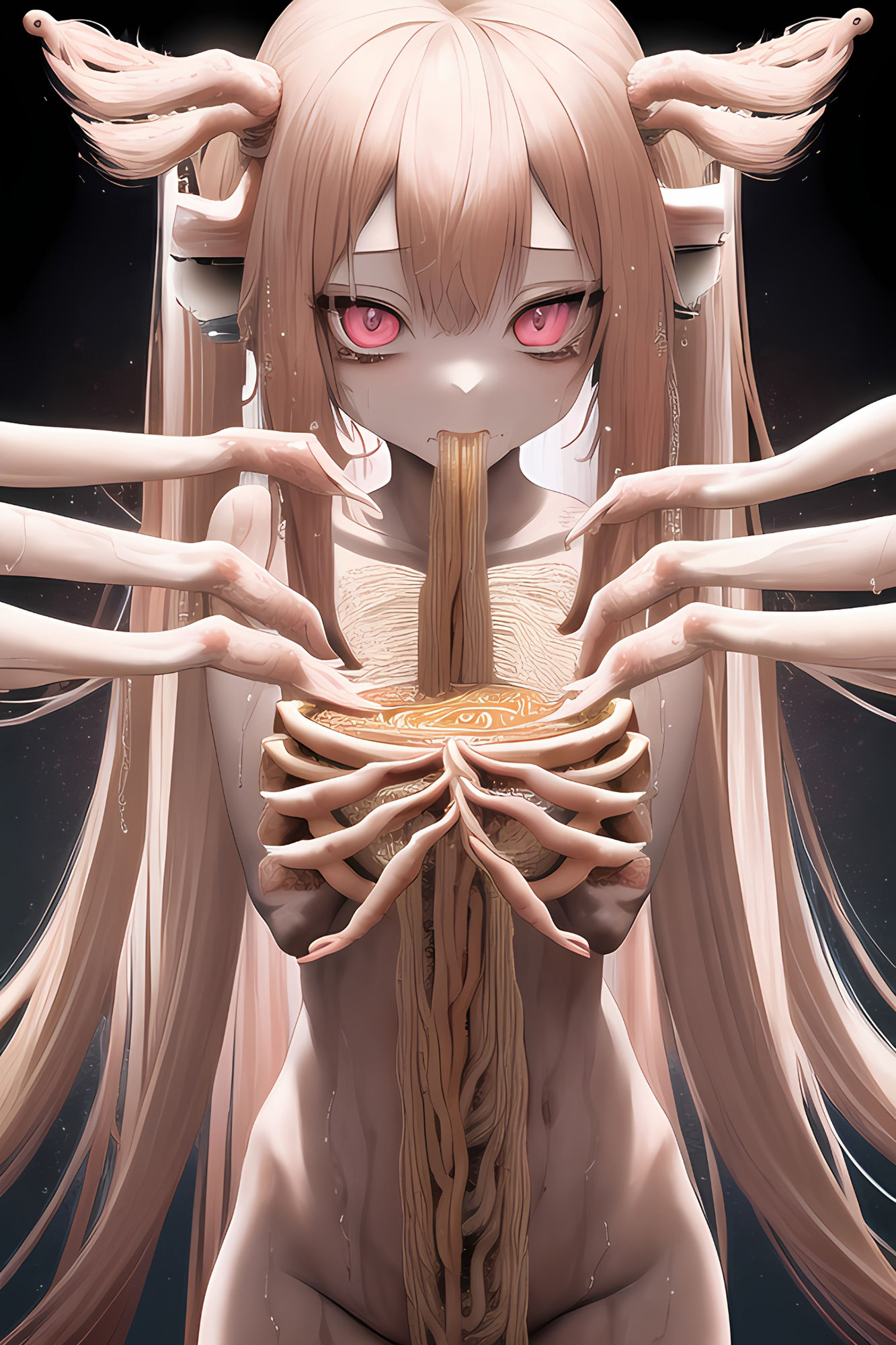 【ハルマゲドン】今明かされるAIイラストの真実2！「ラーメン手掴み女の子」はAIのミスではなく実は異世界の悪魔だったんだが？ サンプル4ページ目