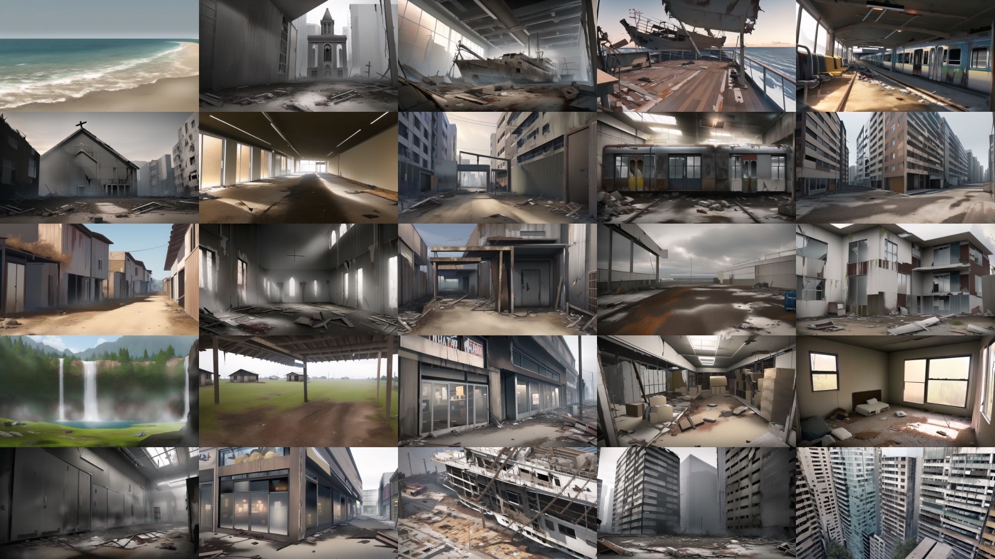【アニメ調の廃墟系背景】著作権フリーの高解像度画像（100枚） サンプル1ページ目