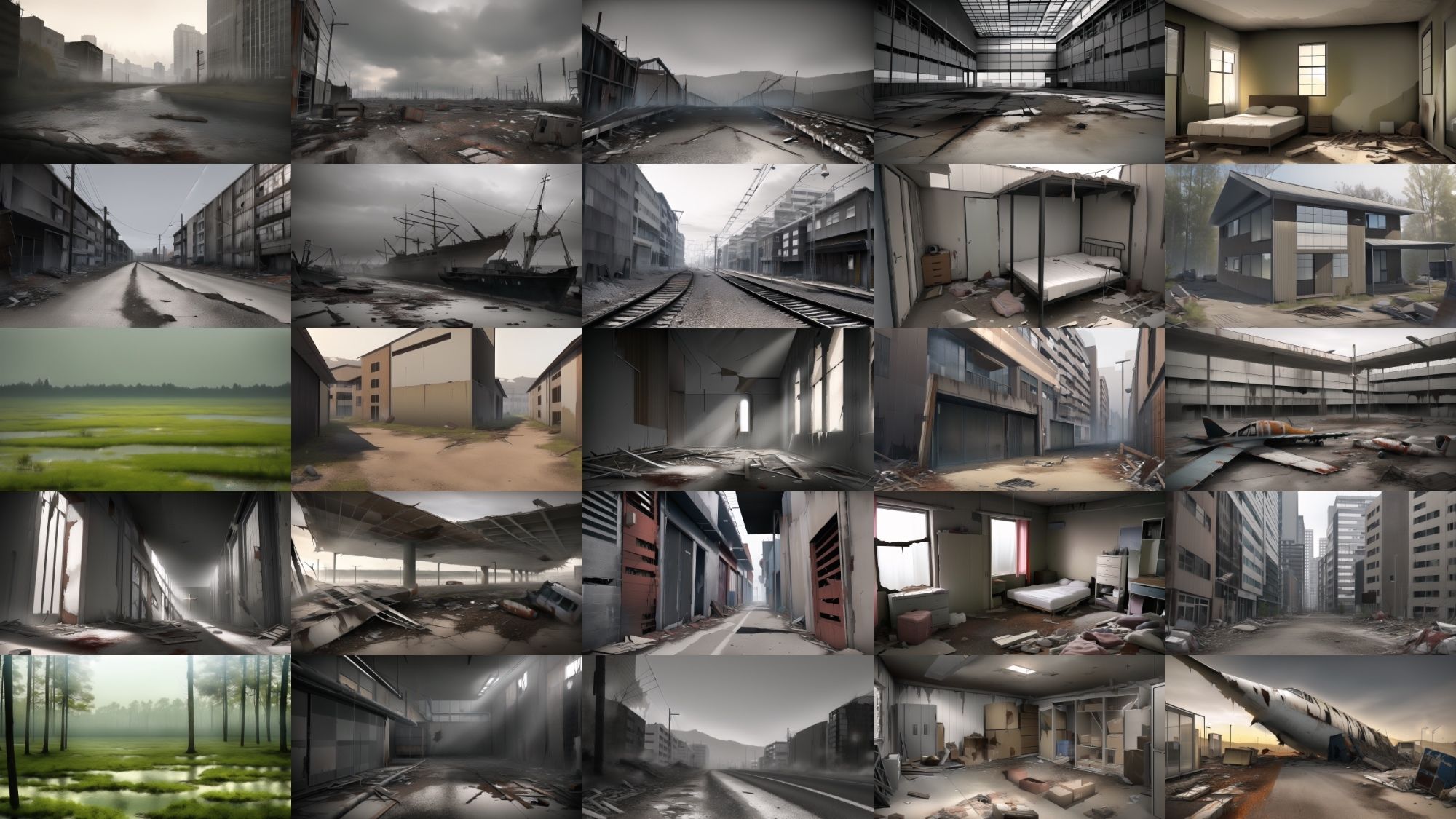 【アニメ調の廃墟系背景】著作権フリーの高解像度画像（100枚） サンプル2ページ目