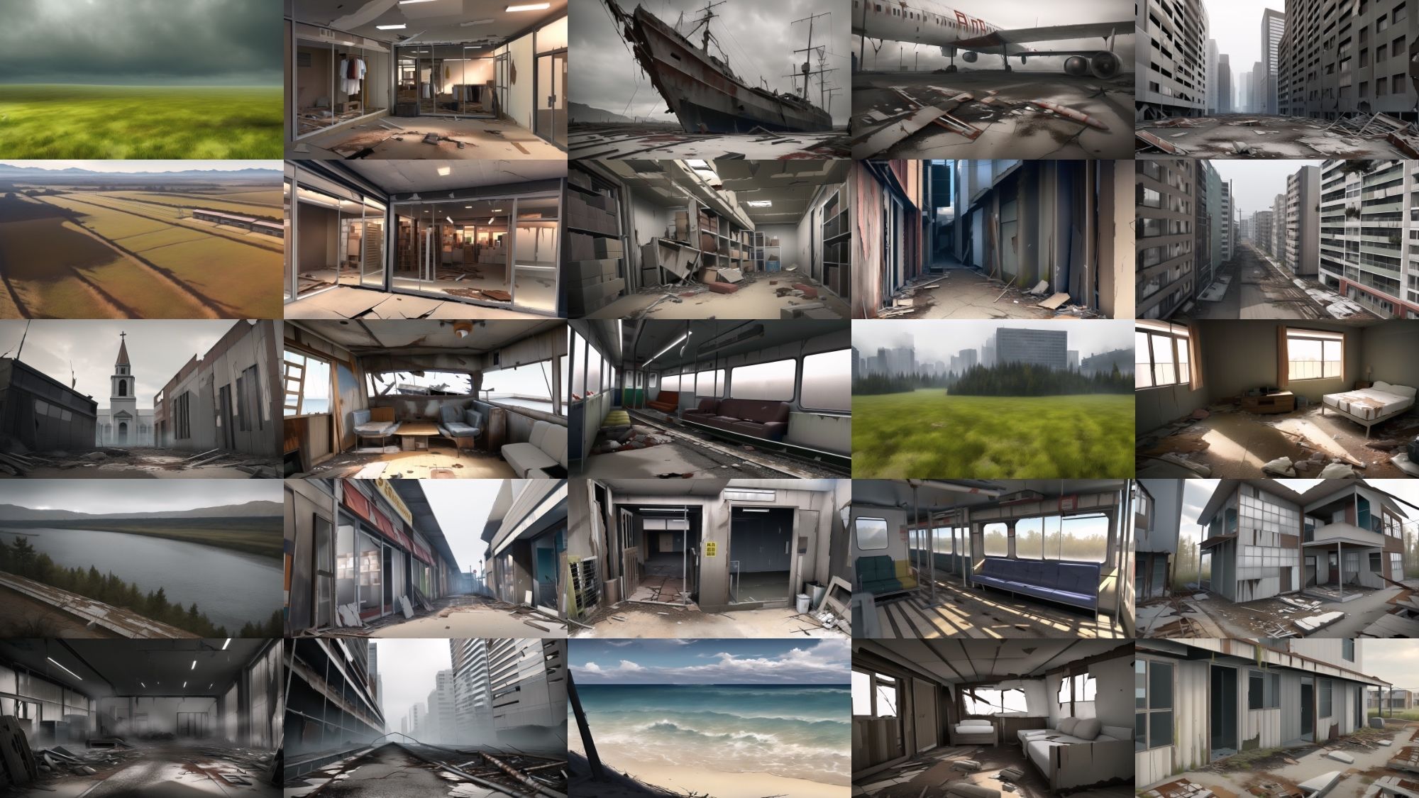 【アニメ調の廃墟系背景】著作権フリーの高解像度画像（100枚） サンプル3ページ目