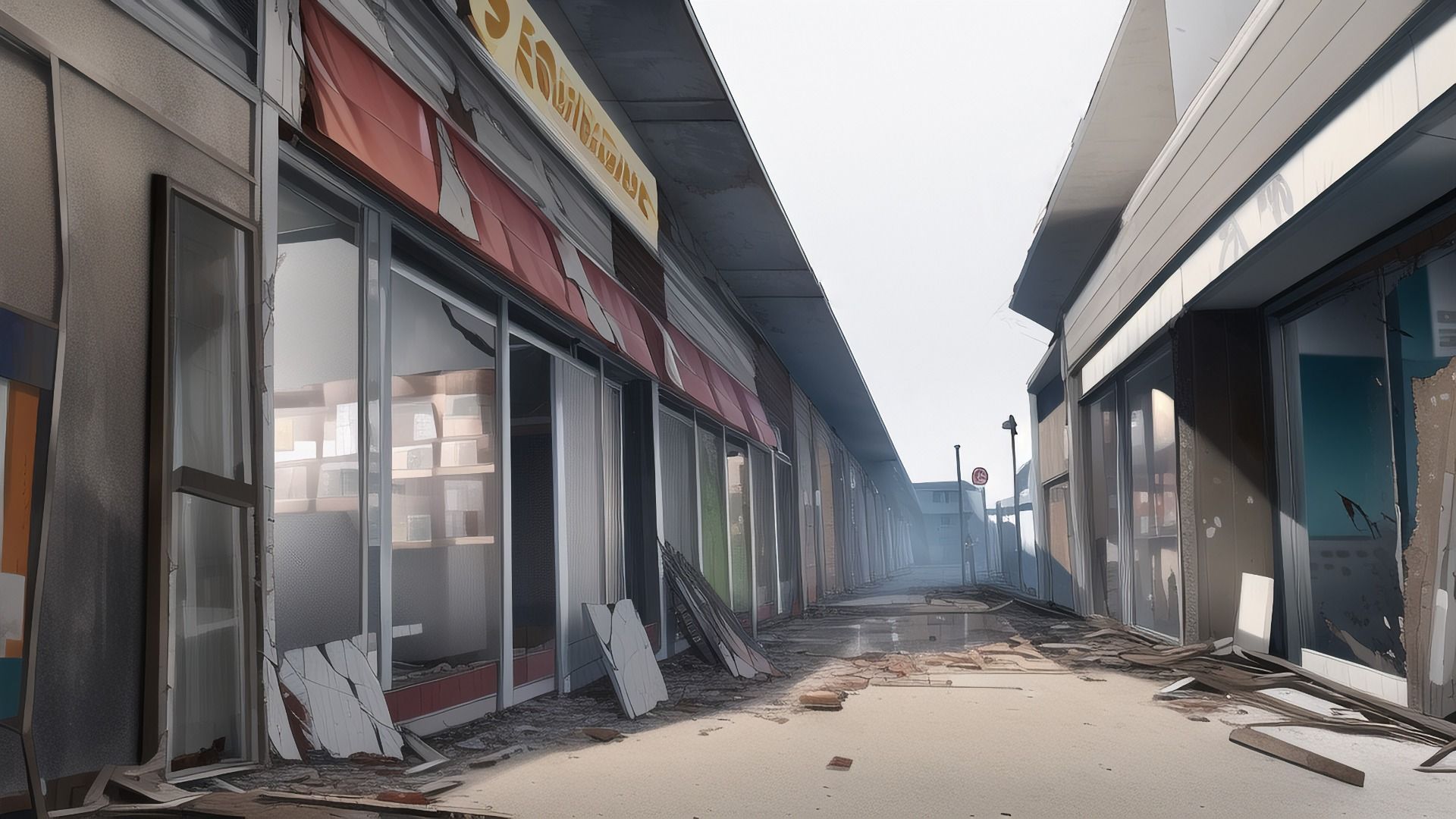 【アニメ調の廃墟系背景】著作権フリーの高解像度画像（100枚） サンプル10ページ目