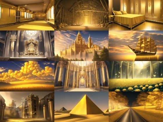 【アニメ調の黄金郷系背景】著作権フリーの高解像度画像（100枚）