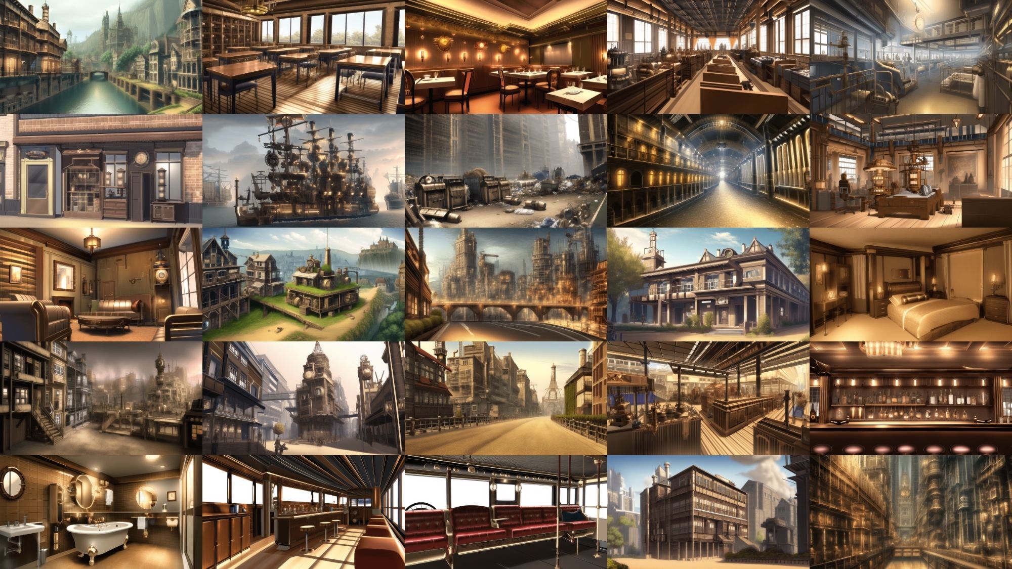 【アニメ調のスチームパンク背景】著作権フリーの高解像度画像（100枚） サンプル1ページ目