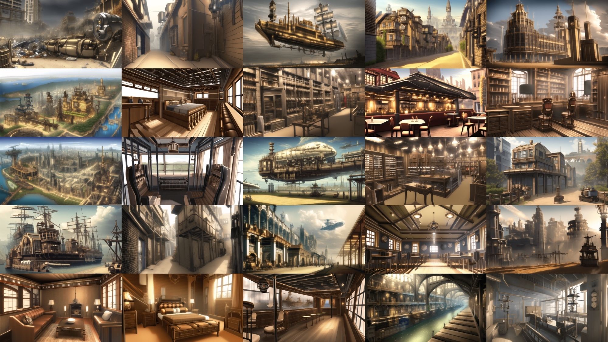 【アニメ調のスチームパンク背景】著作権フリーの高解像度画像（100枚） サンプル4ページ目