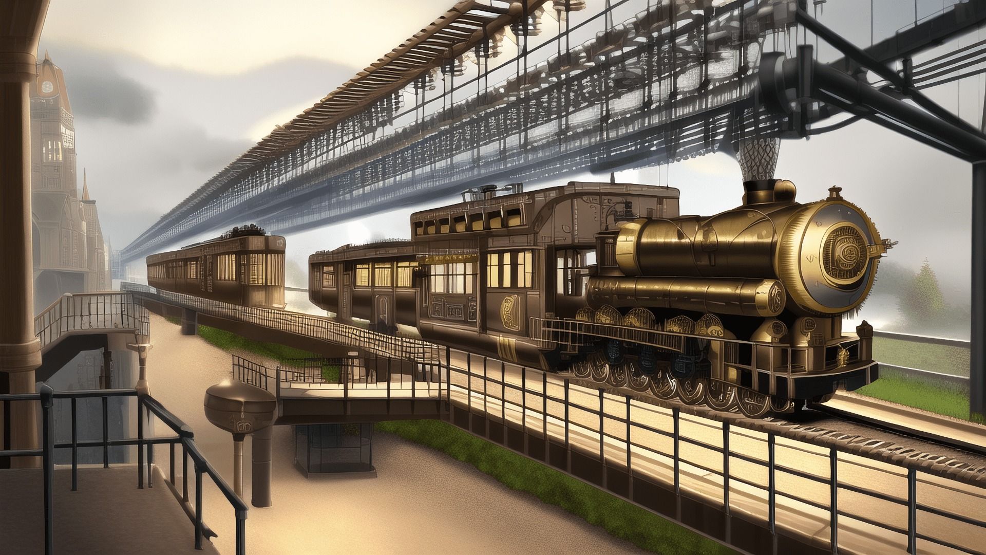 【アニメ調のスチームパンク背景】著作権フリーの高解像度画像（100枚） サンプル6ページ目