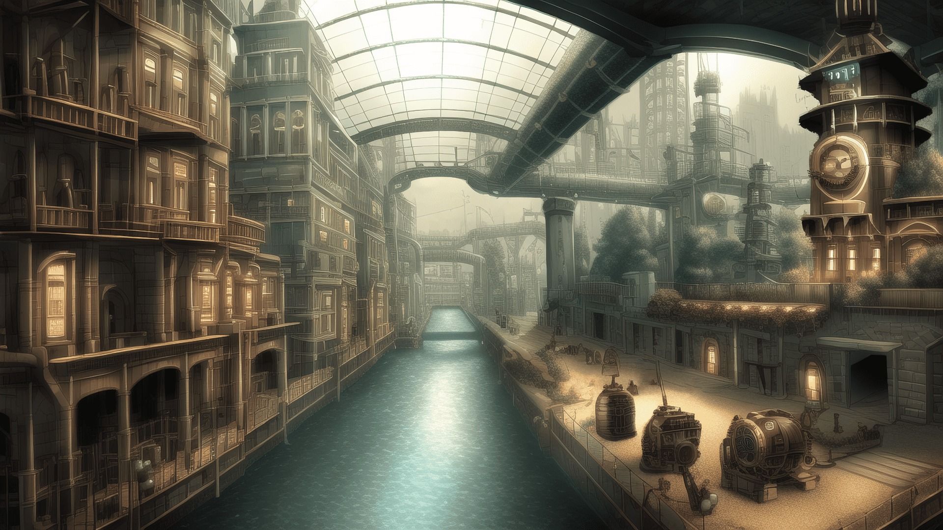【アニメ調のスチームパンク背景】著作権フリーの高解像度画像（100枚） サンプル7ページ目