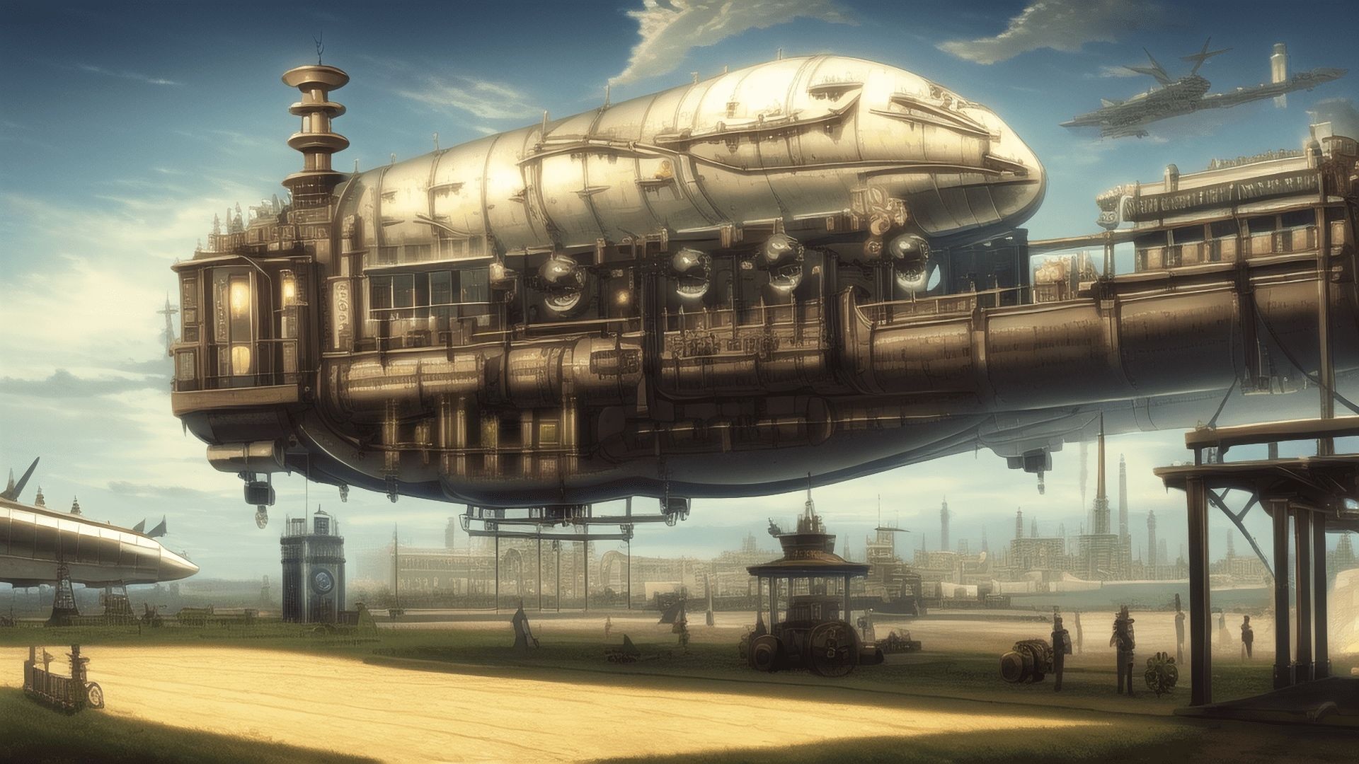 【アニメ調のスチームパンク背景】著作権フリーの高解像度画像（100枚） サンプル8ページ目