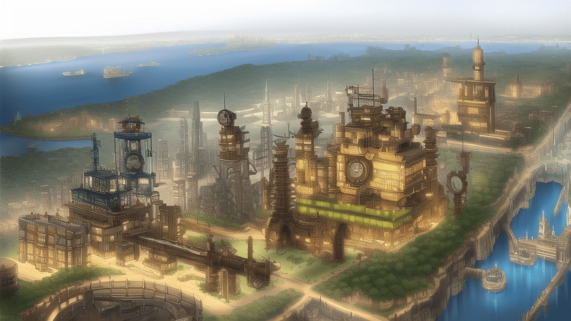 【アニメ調のスチームパンク背景】著作権フリーの高解像度画像（100枚） サンプル9ページ目