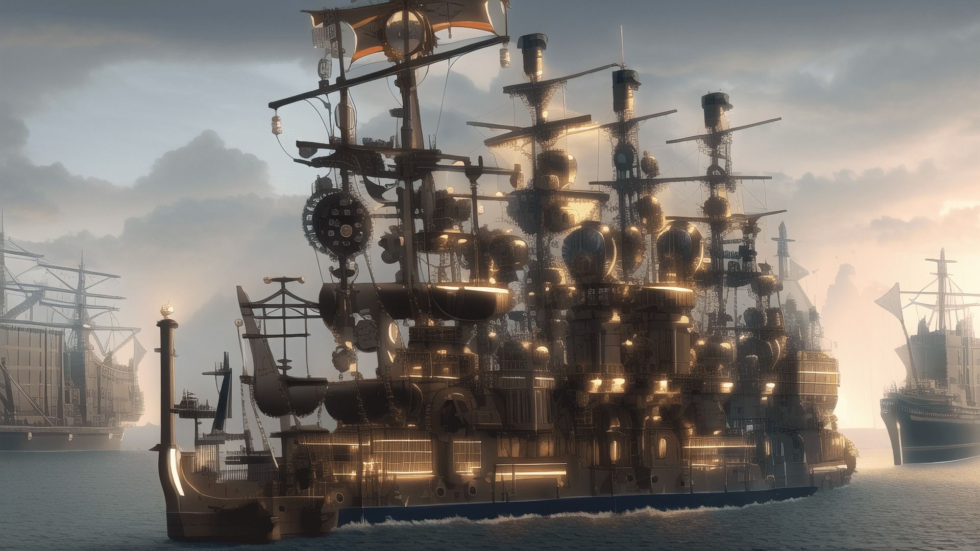 【アニメ調のスチームパンク背景】著作権フリーの高解像度画像（100枚） サンプル10ページ目