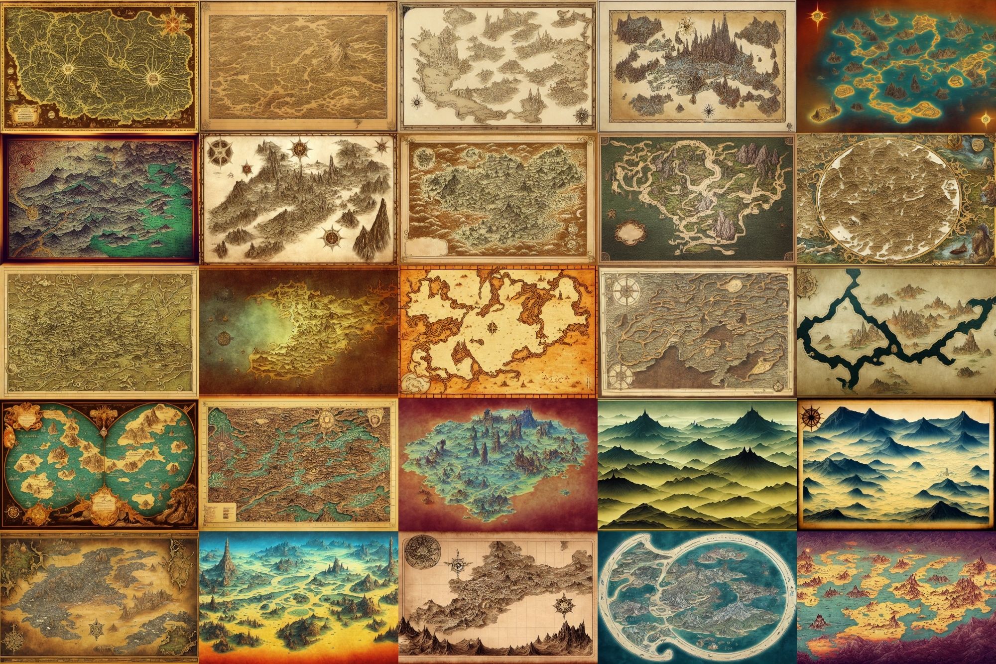 【ファンタジー系の地図やマップ】著作権フリーの高解像度画像（100枚） サンプル1ページ目