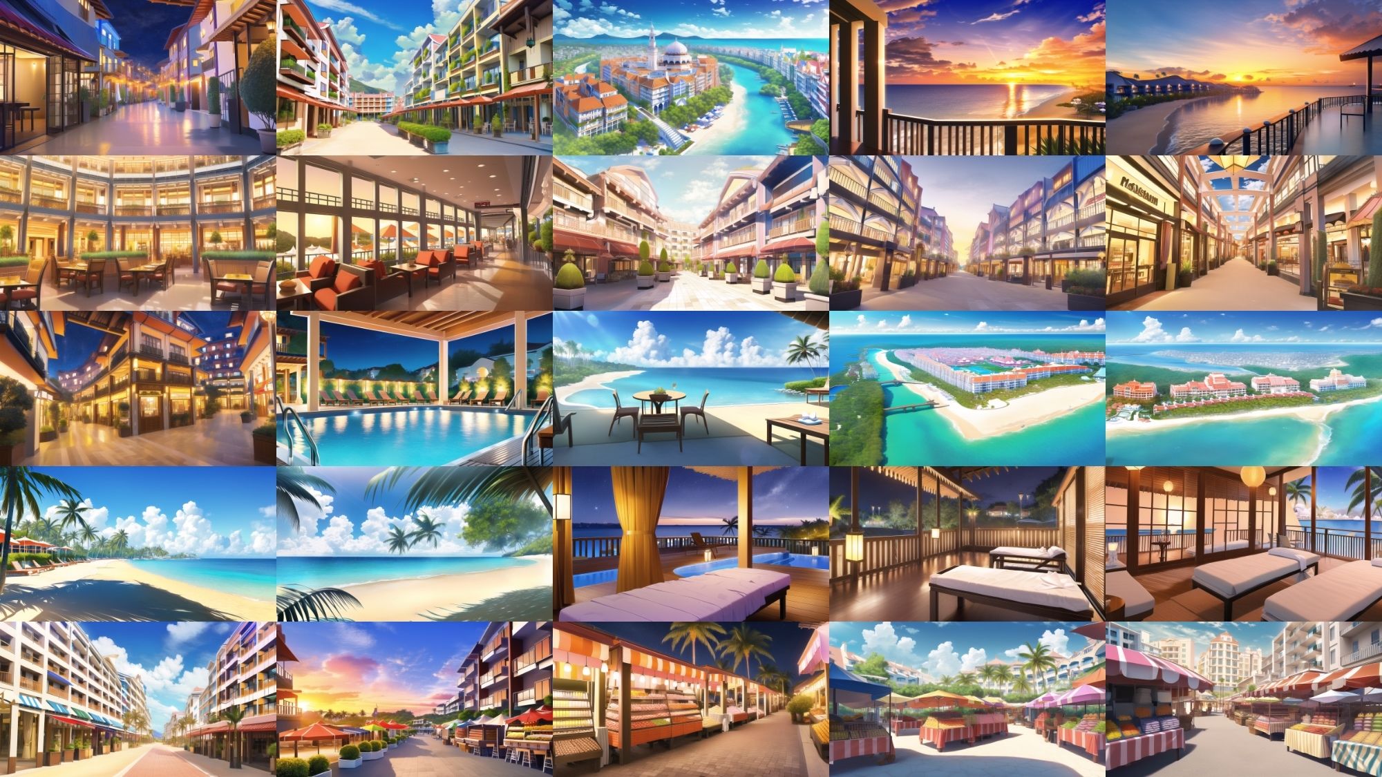 【アニメ調のリゾート系背景】著作権フリーの高解像度画像（100枚） サンプル4ページ目