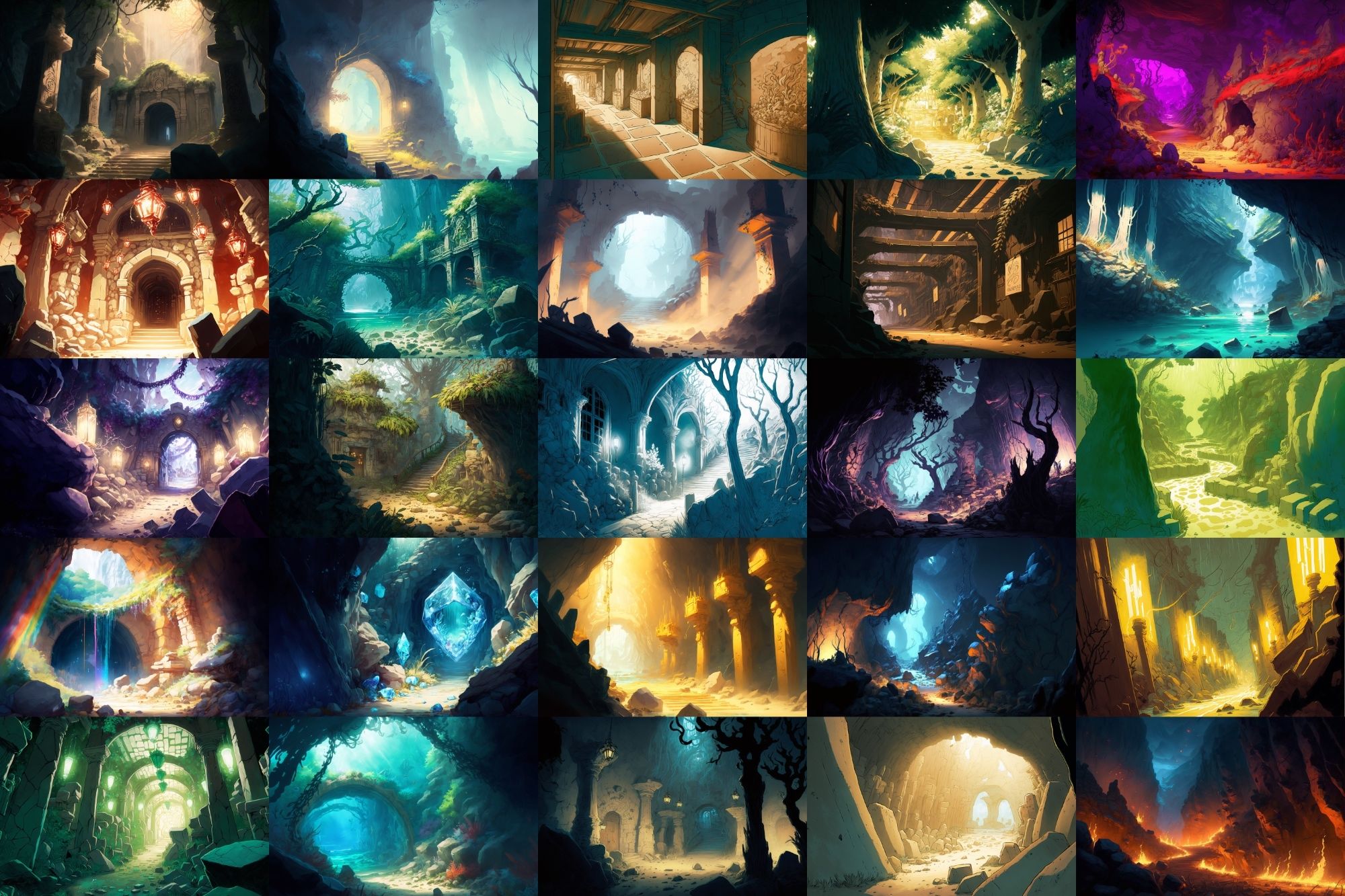 【美麗で幻想的なダンジョン背景】著作権フリーの高解像度画像（100枚） サンプル1ページ目