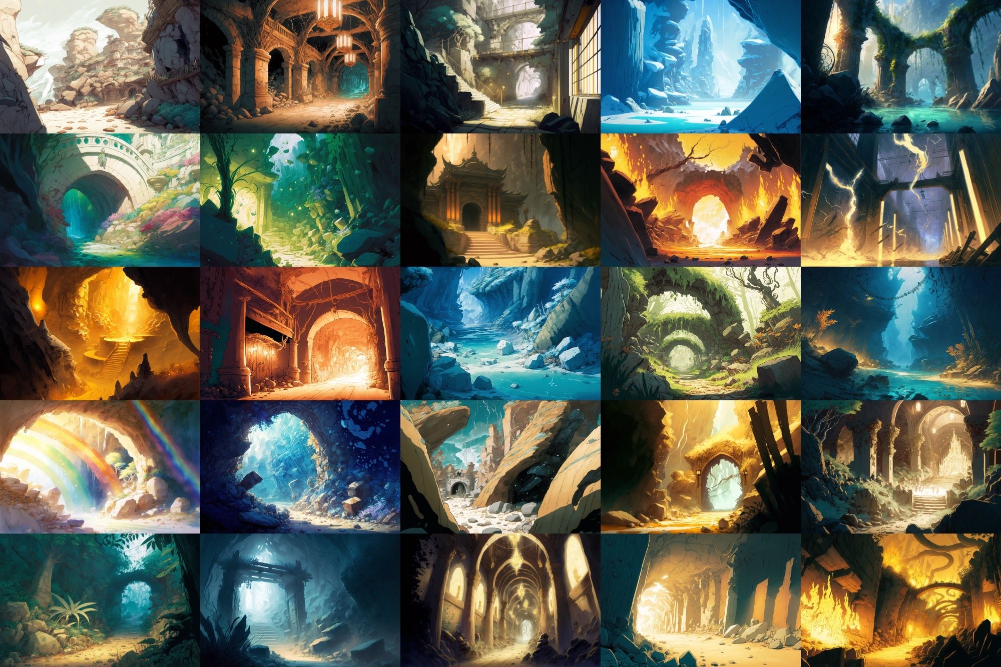 【美麗で幻想的なダンジョン背景】著作権フリーの高解像度画像（100枚） サンプル2ページ目