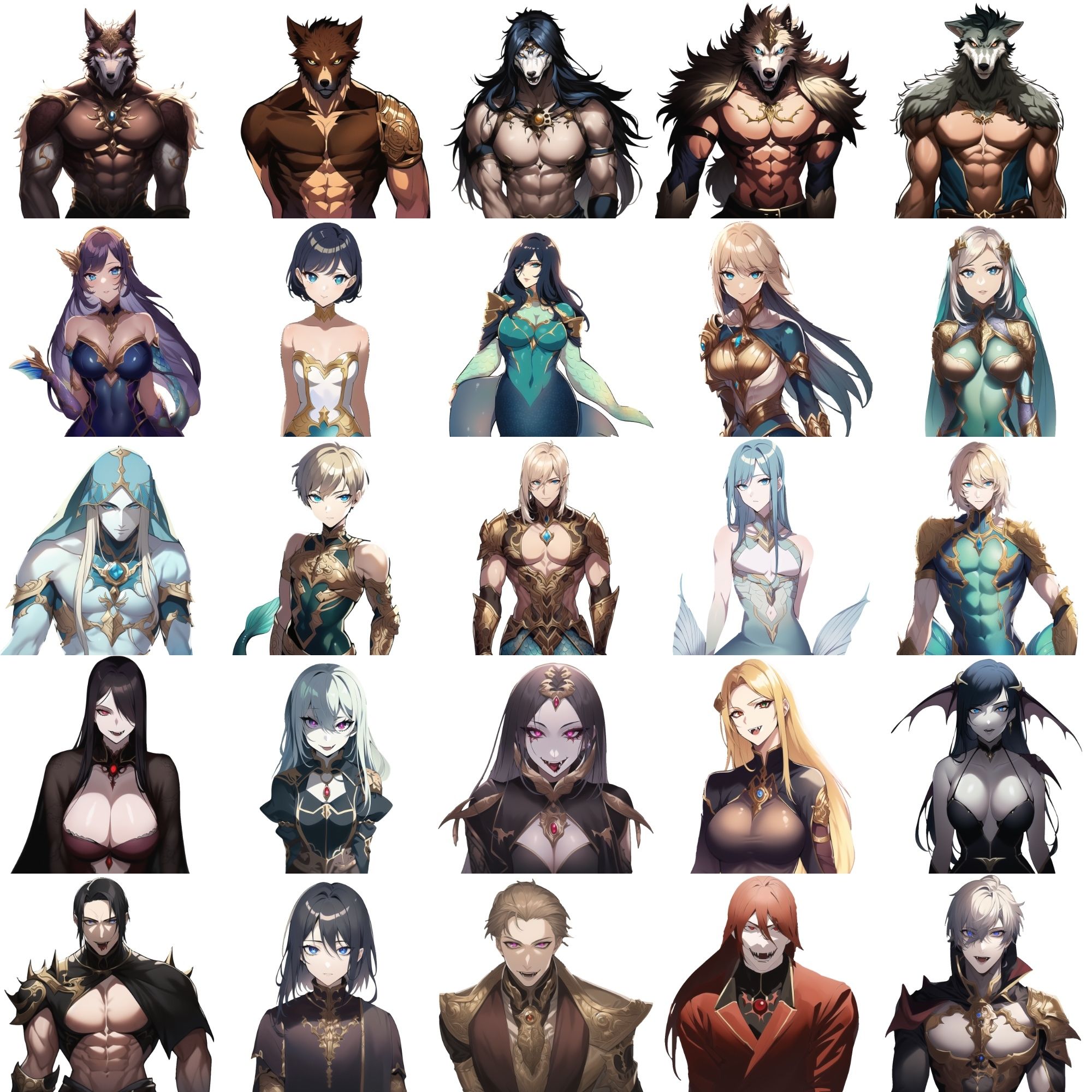 【亜人キャラクター立ち絵1】著作権フリーの高解像度画像素材（100枚） サンプル1ページ目