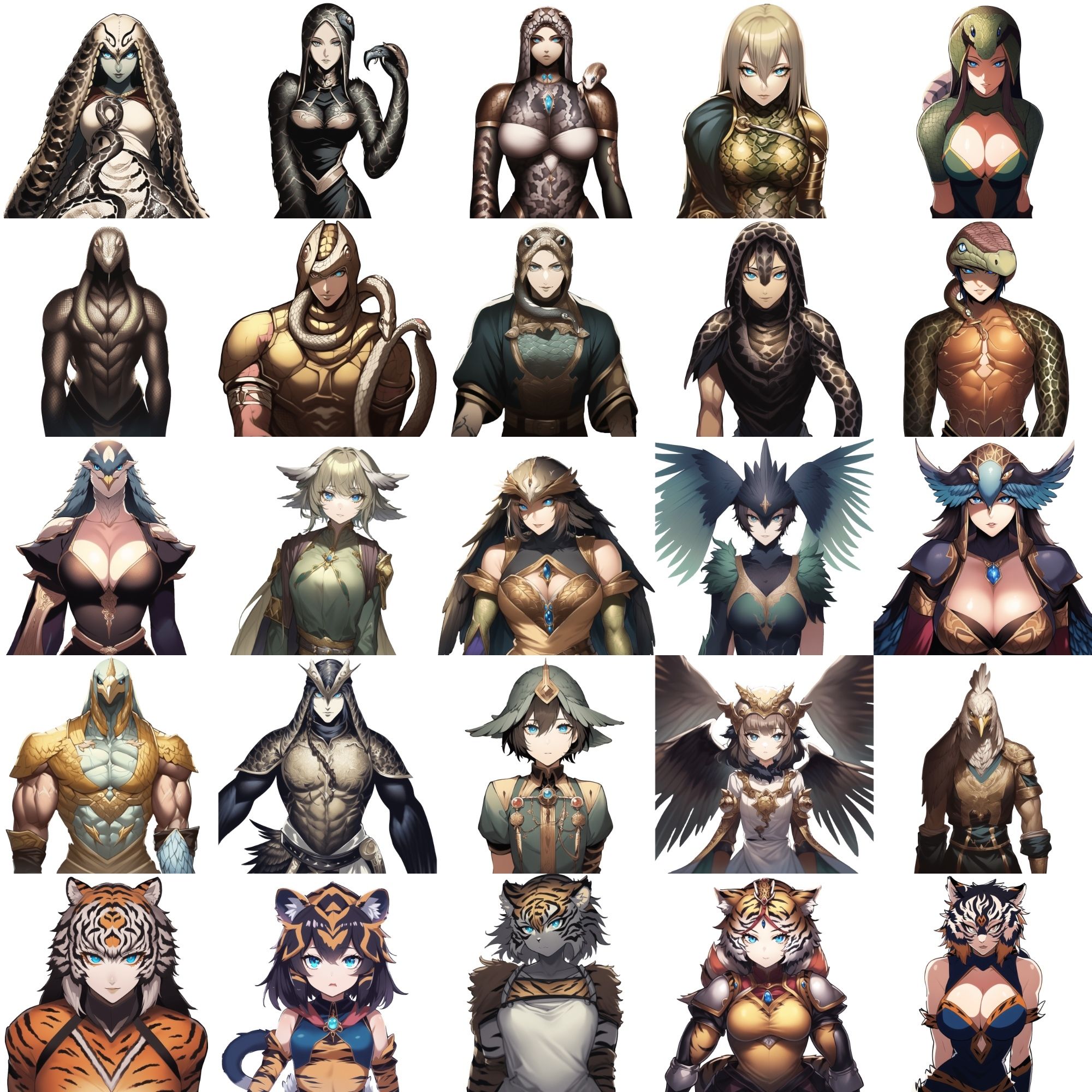 【亜人キャラクター立ち絵2】著作権フリーの高解像度画像素材（100枚） サンプル2ページ目