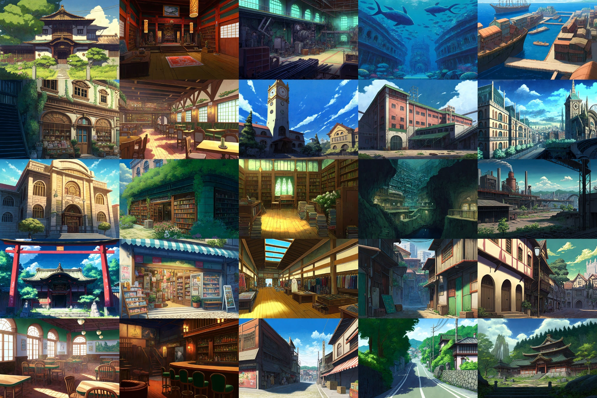 【アニメ映画風の街や施設の背景】著作権フリーの高解像度画像（100枚） サンプル4ページ目