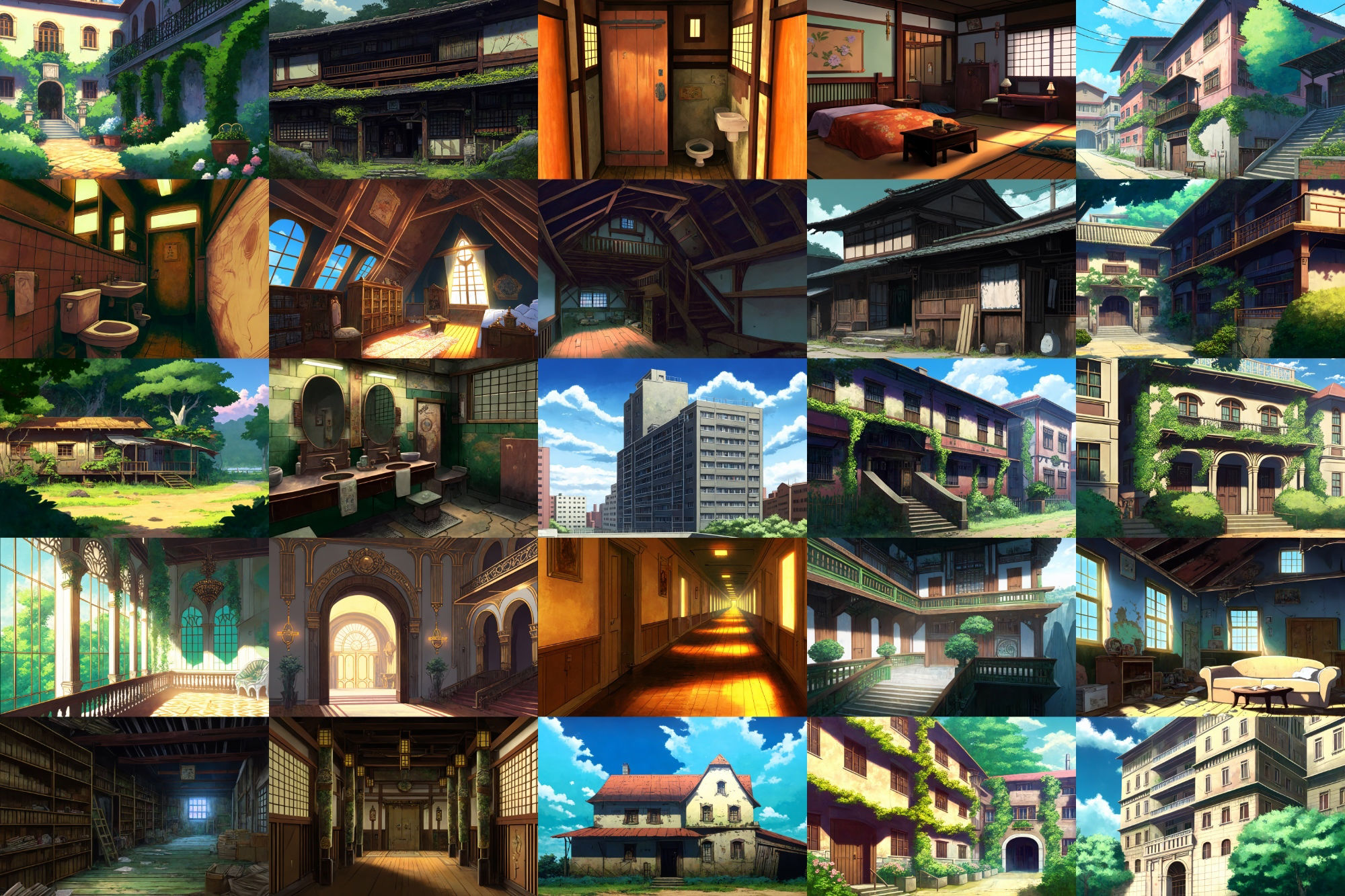 【アニメ映画風の家や室内の背景】著作権フリーの高解像度画像（100枚） サンプル1ページ目