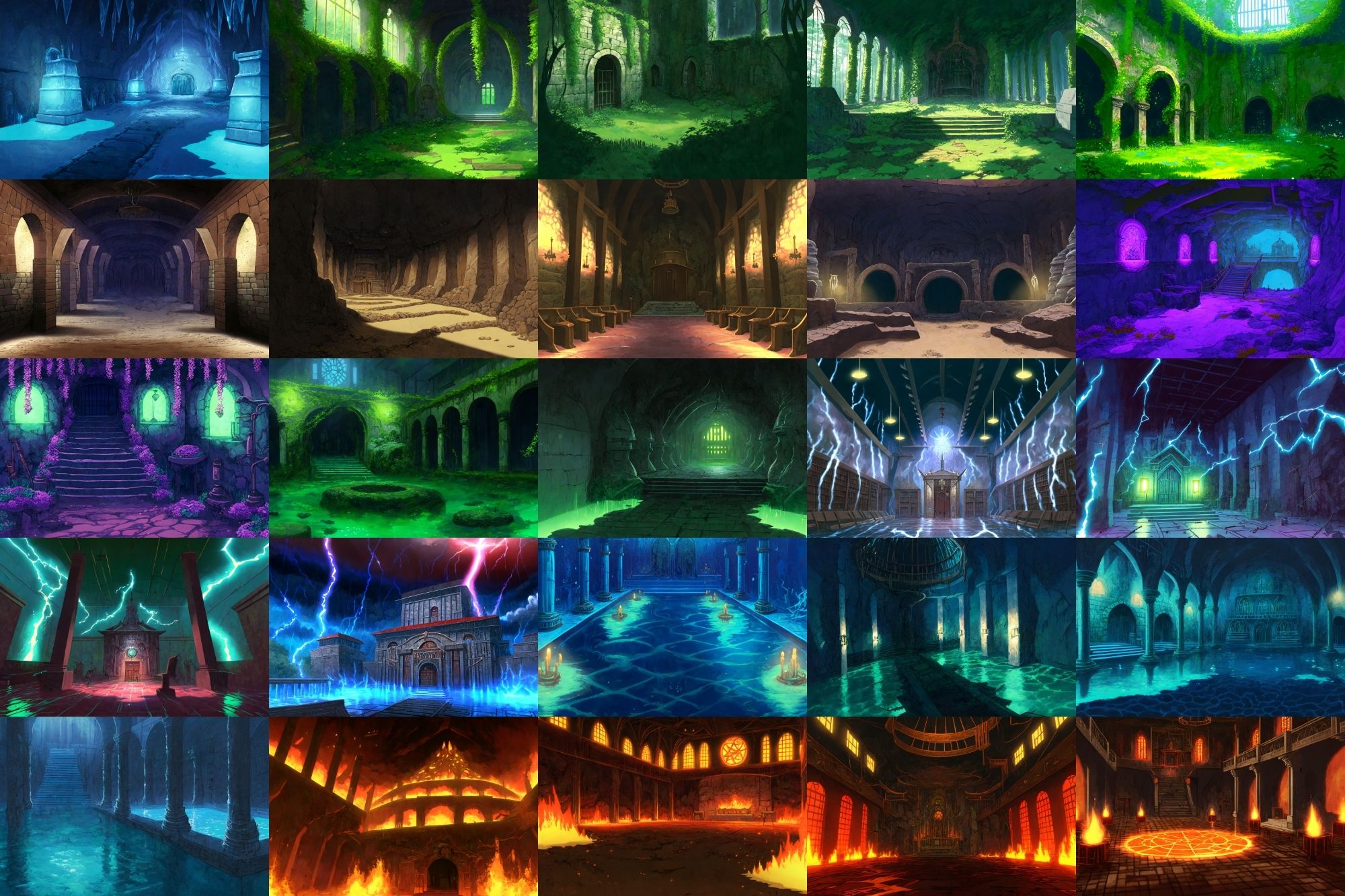 【アニメ映画風のダンジョン背景】著作権フリーの高解像度画像（100枚） サンプル1ページ目