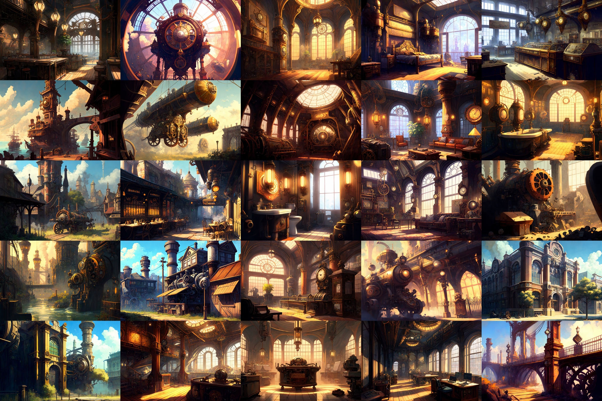 【美麗幻想的スチームパンク背景】著作権フリーの高解像度画像（100枚） サンプル1ページ目