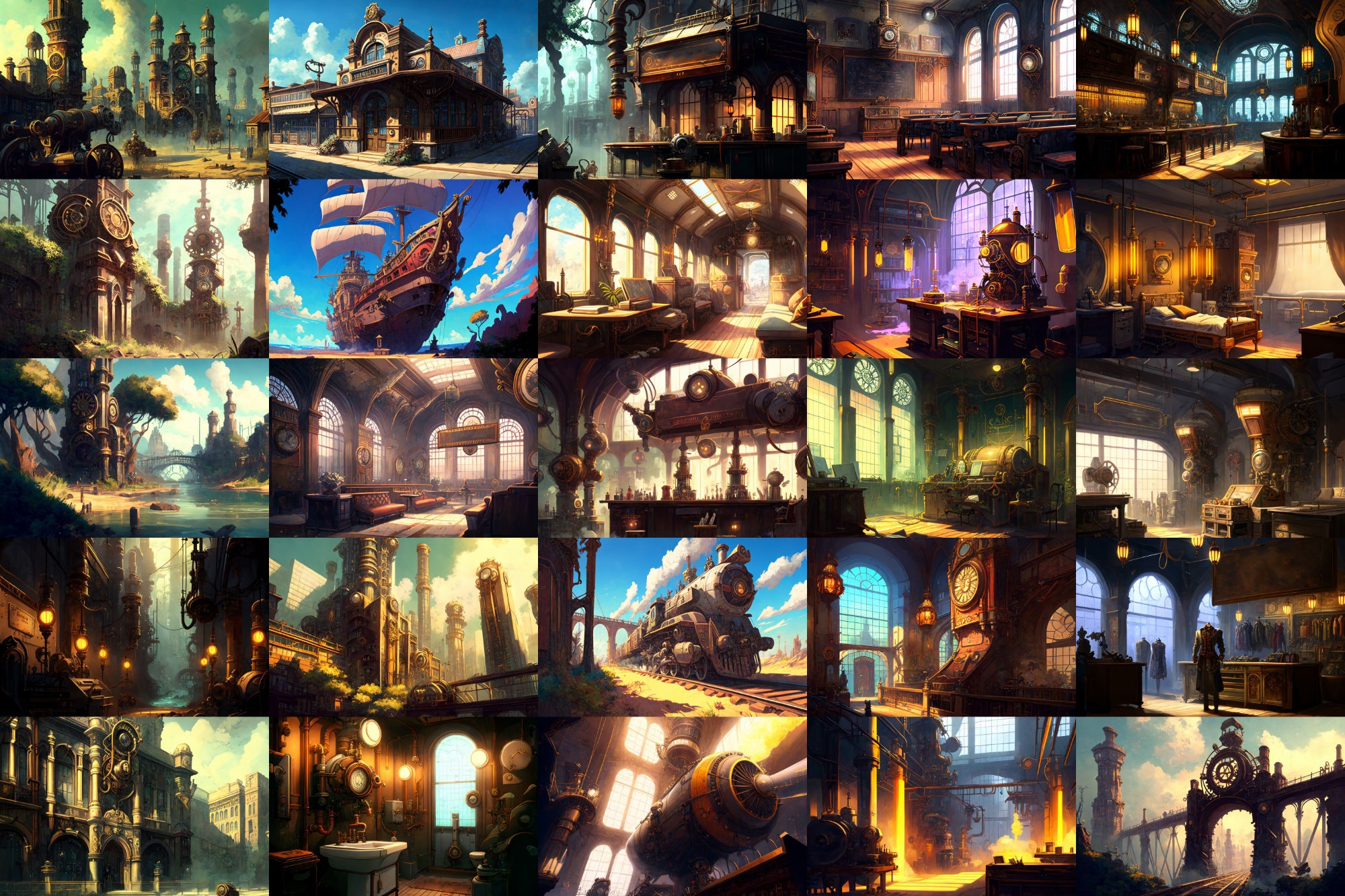 【美麗幻想的スチームパンク背景】著作権フリーの高解像度画像（100枚） サンプル3ページ目