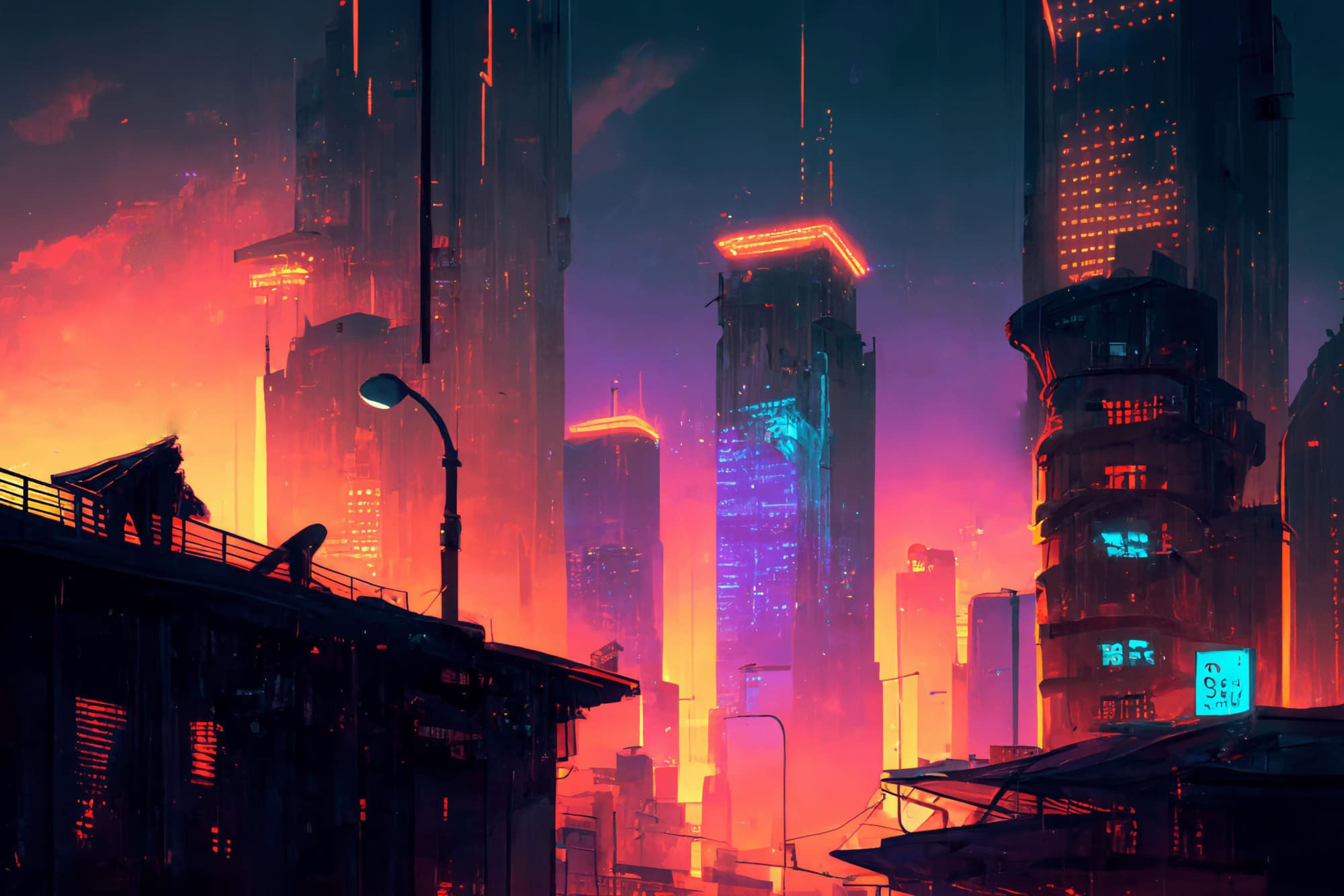 【美麗幻想的サイバーパンク背景】著作権フリーの高解像度画像（100枚） サンプル5ページ目