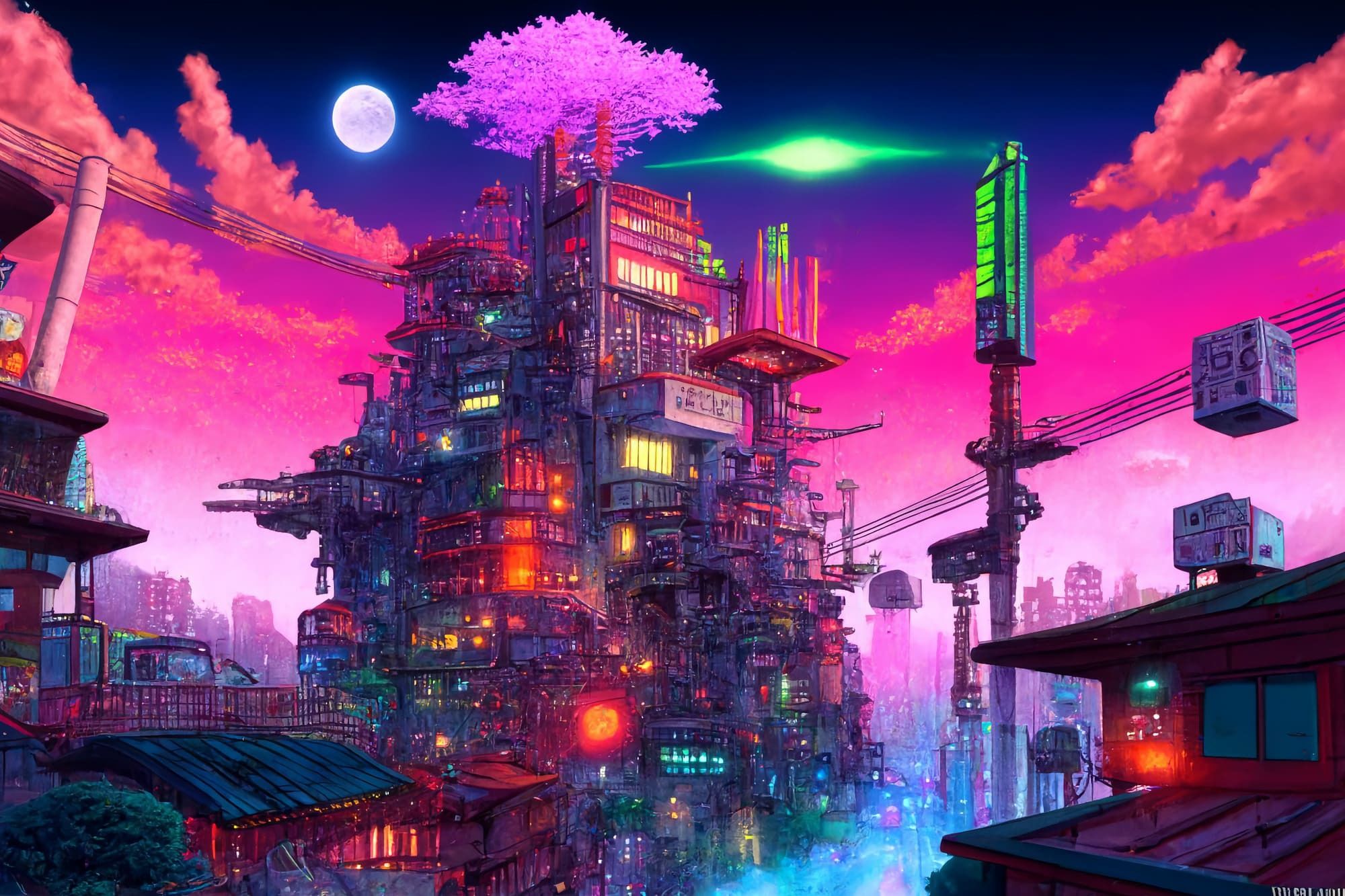 【アニメ映画サイバーパンク背景】著作権フリーの高解像度画像（100枚） サンプル5ページ目