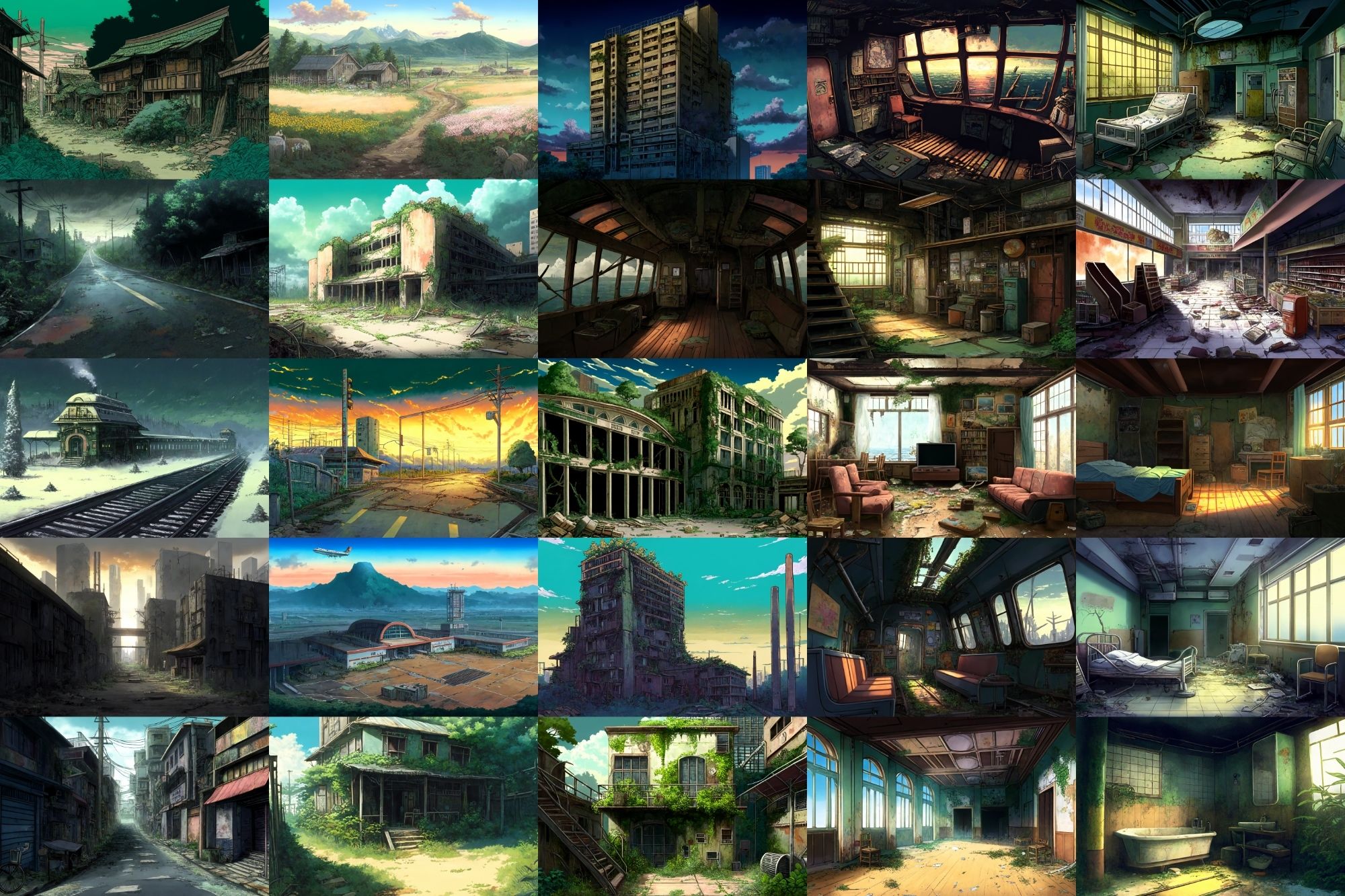 【アニメ映画風の廃墟系背景】著作権フリーの高解像度画像（100枚） サンプル3ページ目